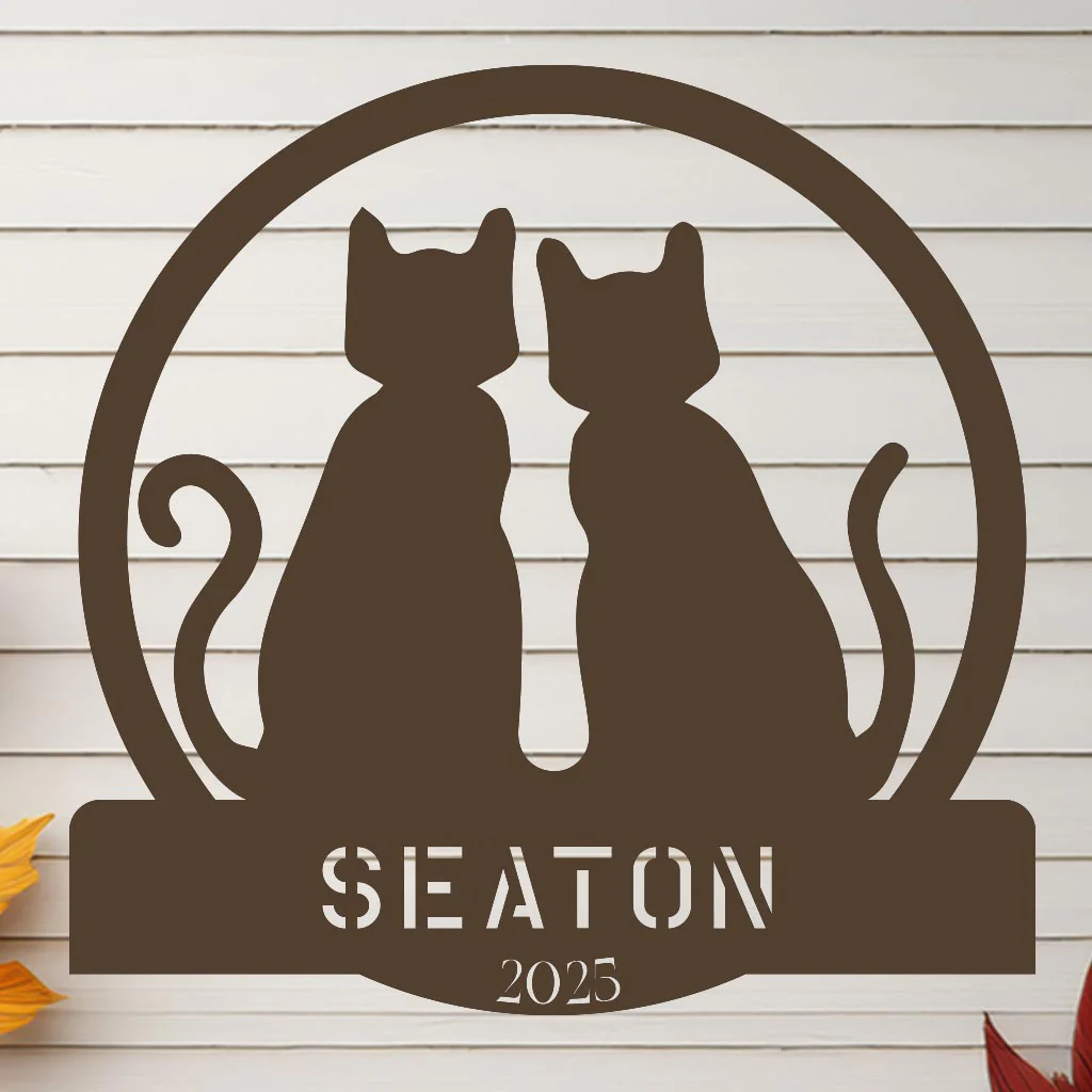Two Cats w Name Sign - Image 7