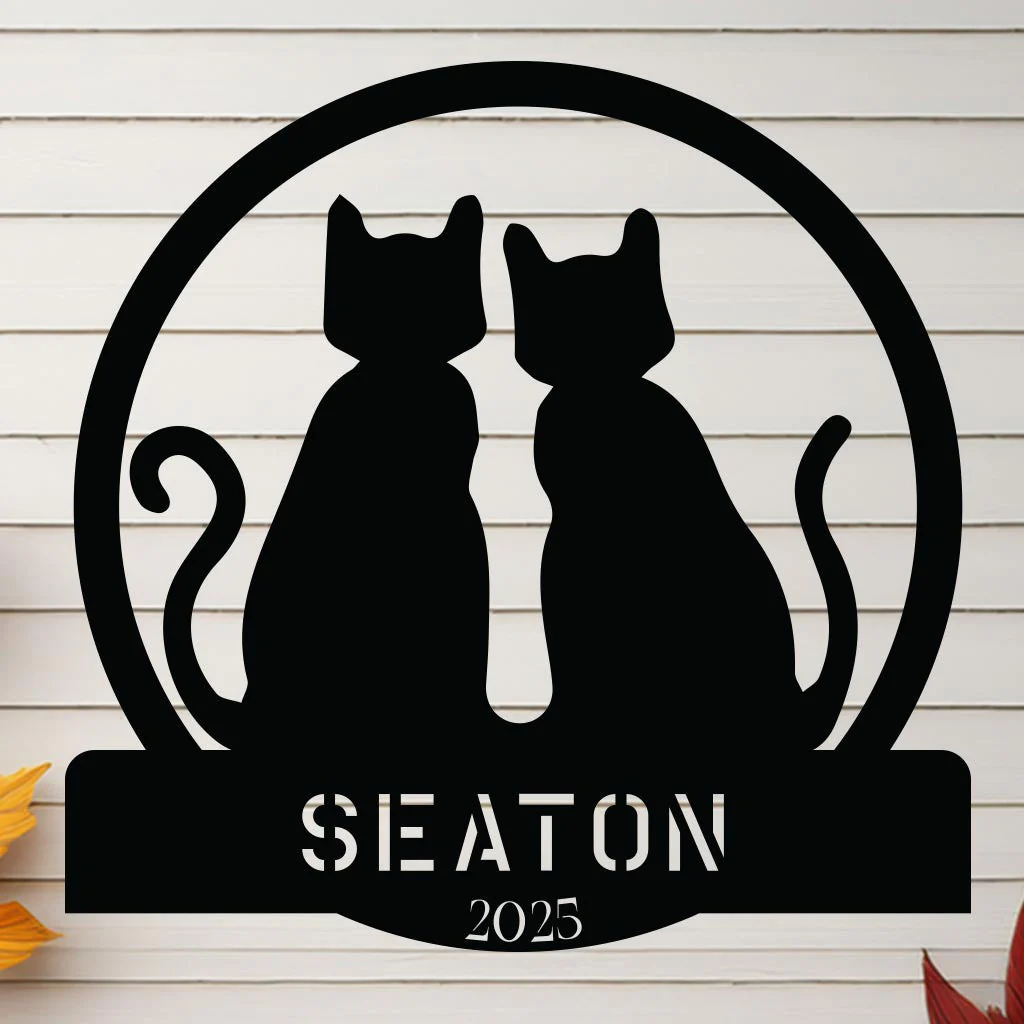 Two Cats w Name Sign - Image 8