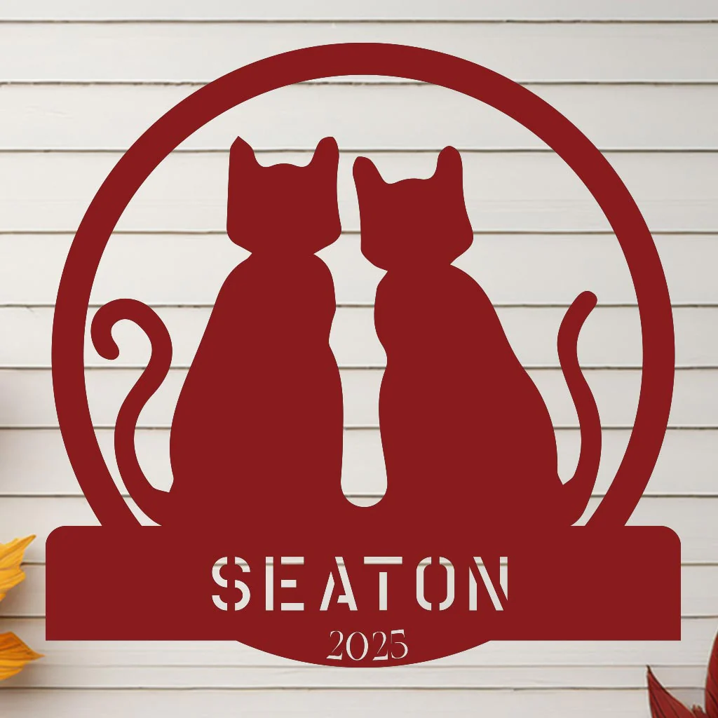 Two Cats w Name Sign - Image 9