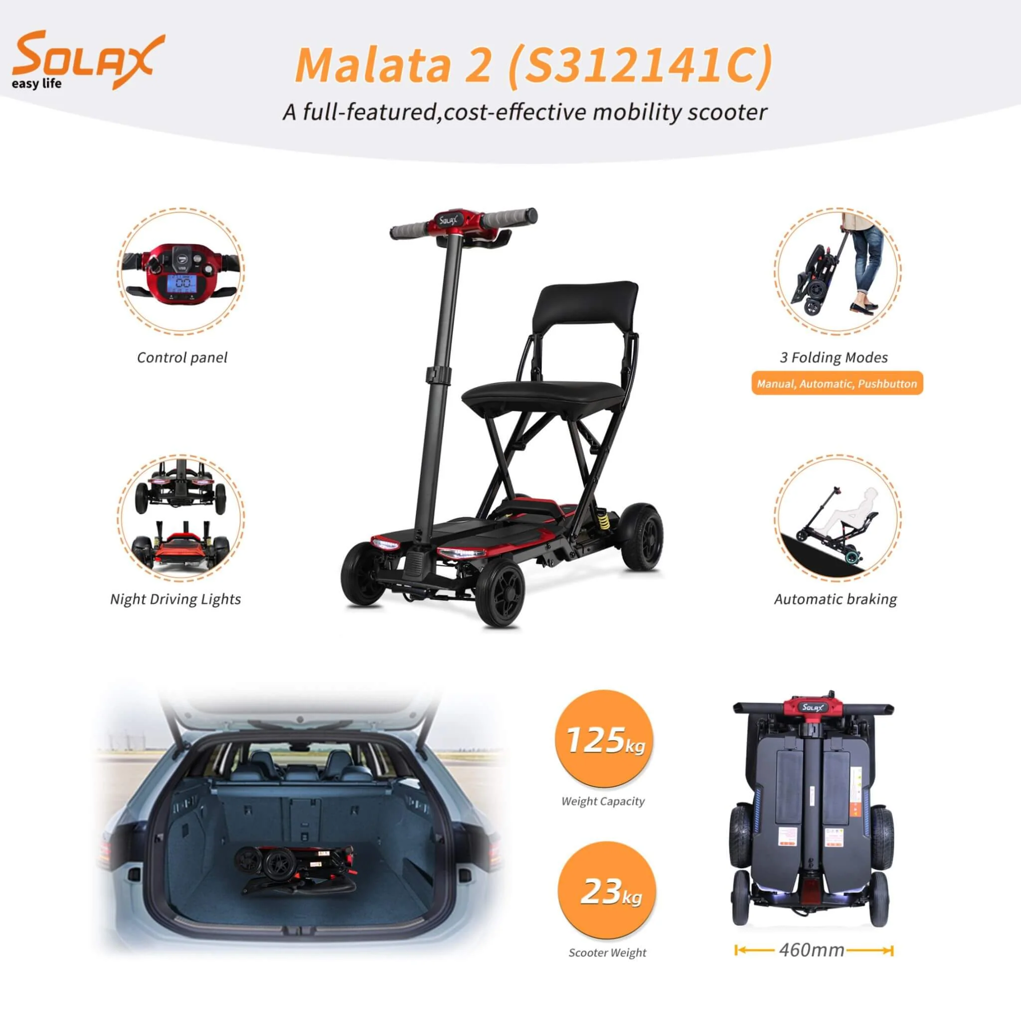 Ultra Lightweight 4-Wheel Folding Mobility Scooter With Remote For Adults And Elderly (SAK58976) - Image 8