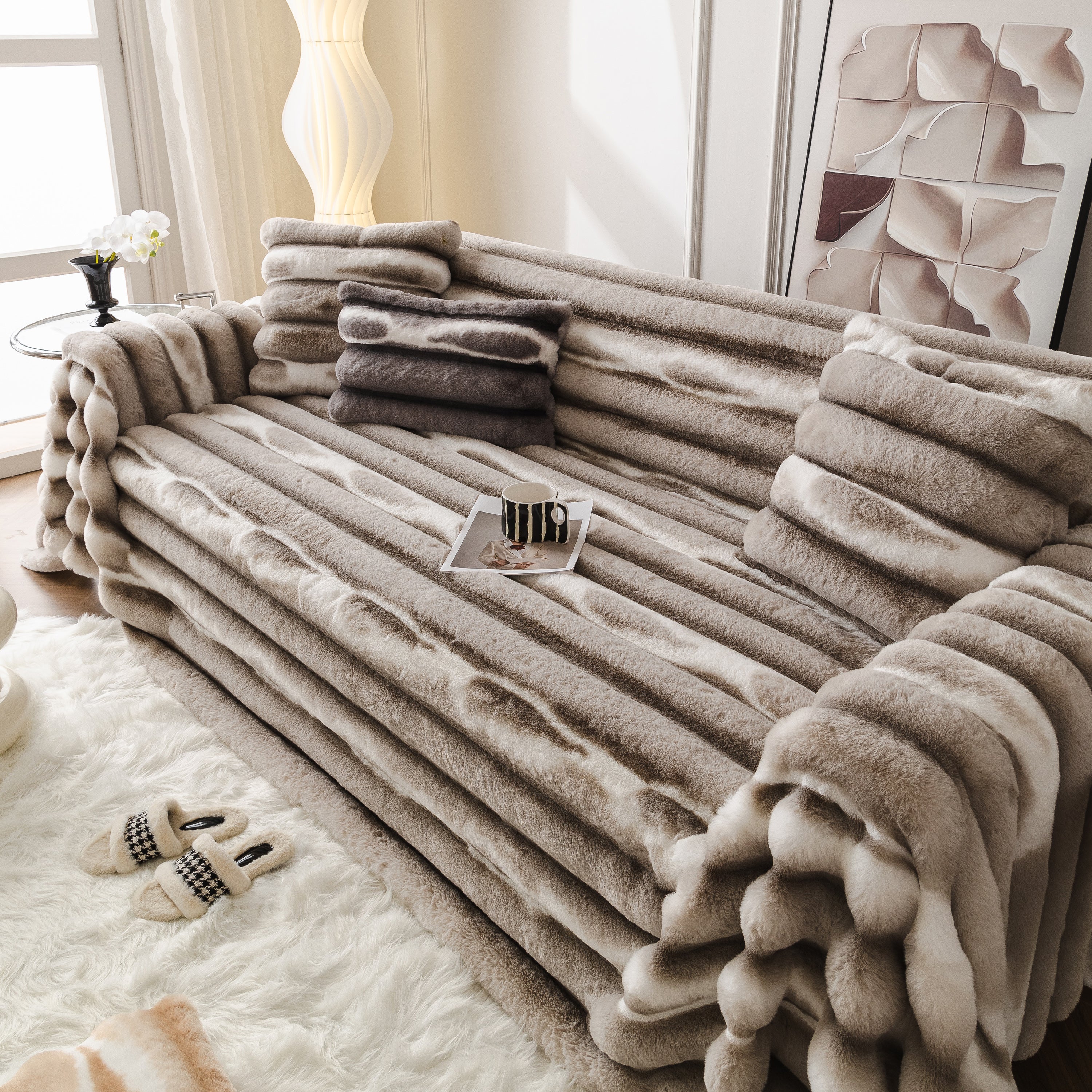 Ultra Soft Faux Fur Couch Cover – Large, Fluffy, and Elegant Sofa Throw Blanket - Image 101
