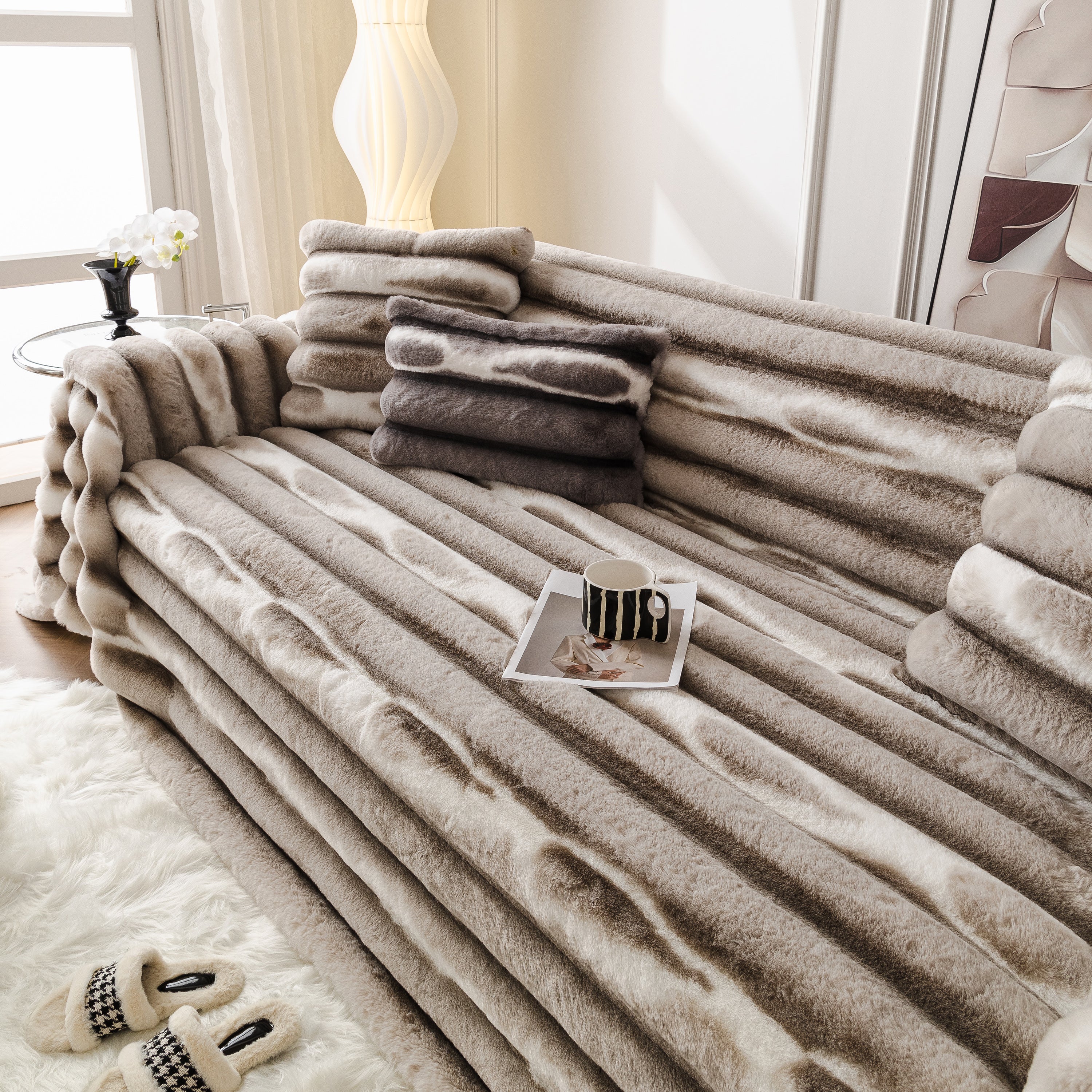 Ultra Soft Faux Fur Couch Cover – Large, Fluffy, and Elegant Sofa Throw Blanket - Image 102
