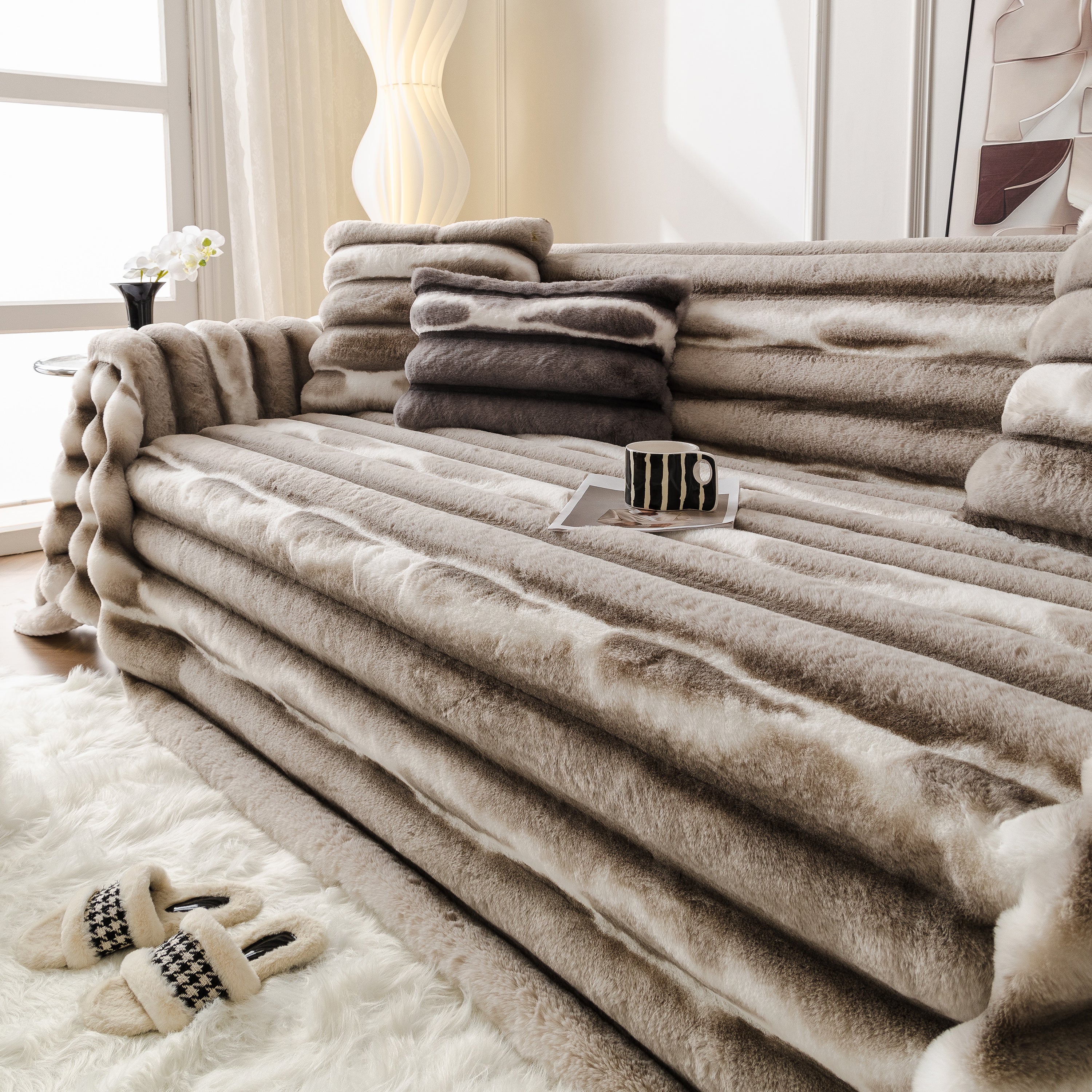 Ultra Soft Faux Fur Couch Cover – Large, Fluffy, and Elegant Sofa Throw Blanket - Image 103
