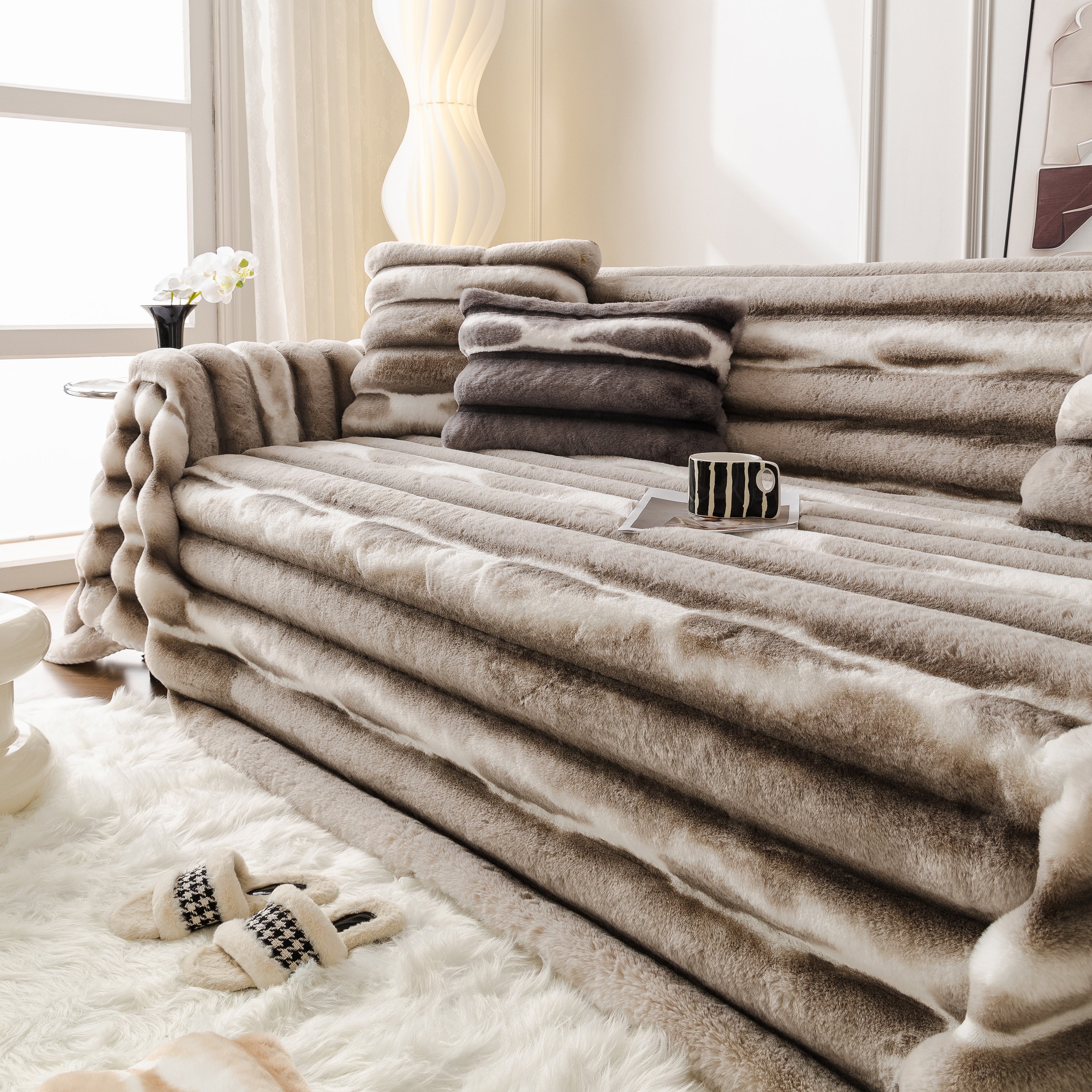 Ultra Soft Faux Fur Couch Cover – Large, Fluffy, and Elegant Sofa Throw Blanket - Image 104