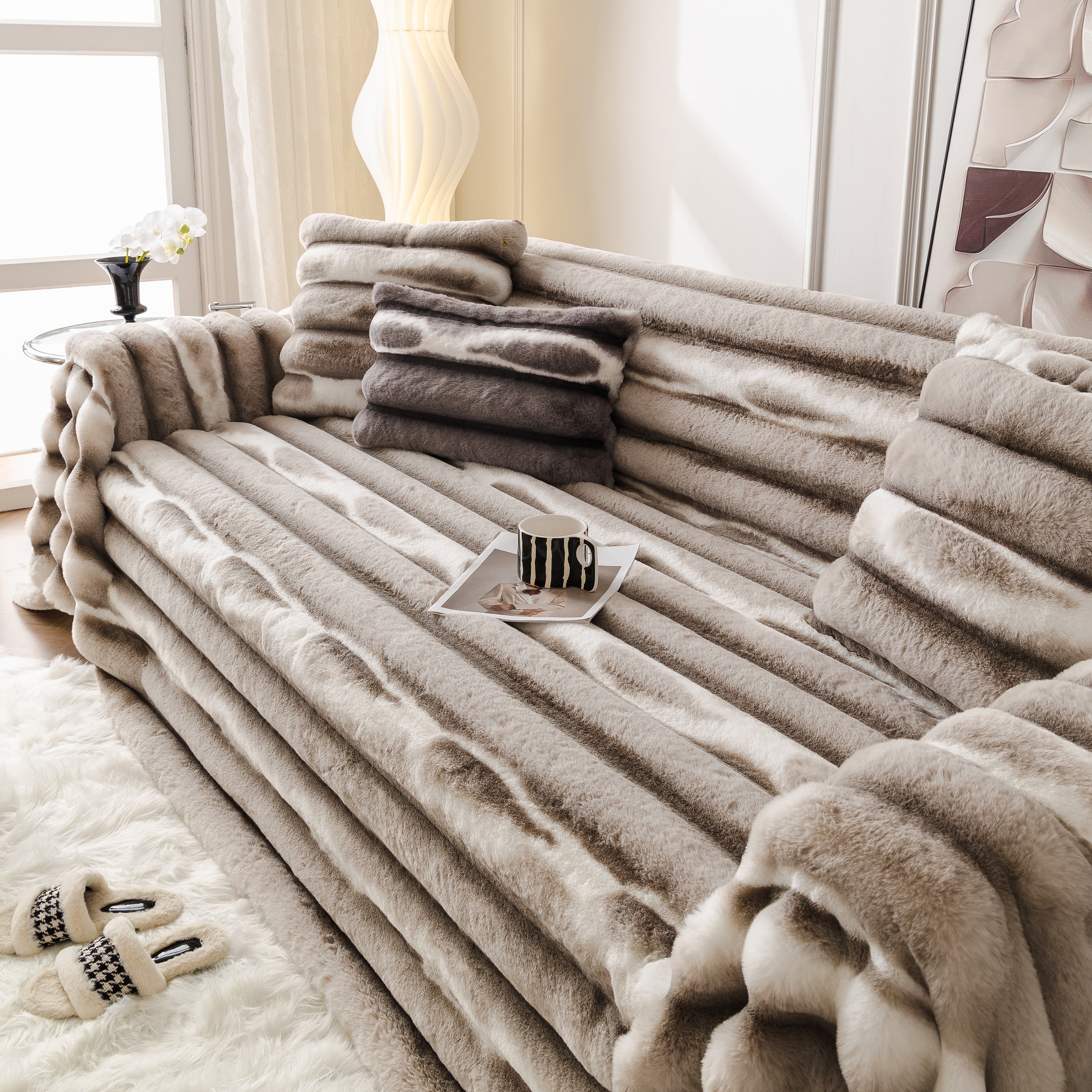 Ultra Soft Faux Fur Couch Cover – Large, Fluffy, and Elegant Sofa Throw Blanket - Image 105