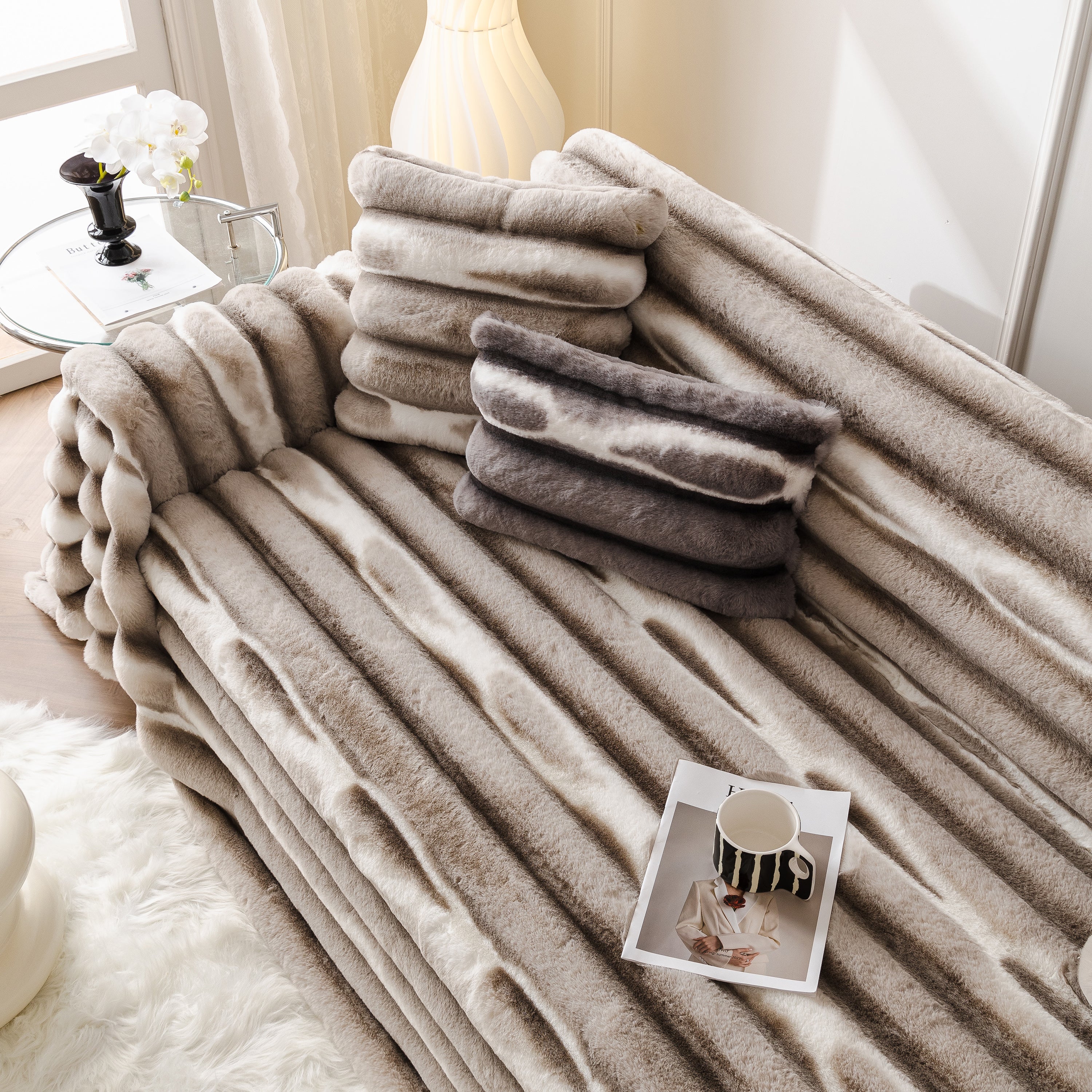 Ultra Soft Faux Fur Couch Cover – Large, Fluffy, and Elegant Sofa Throw Blanket - Image 106