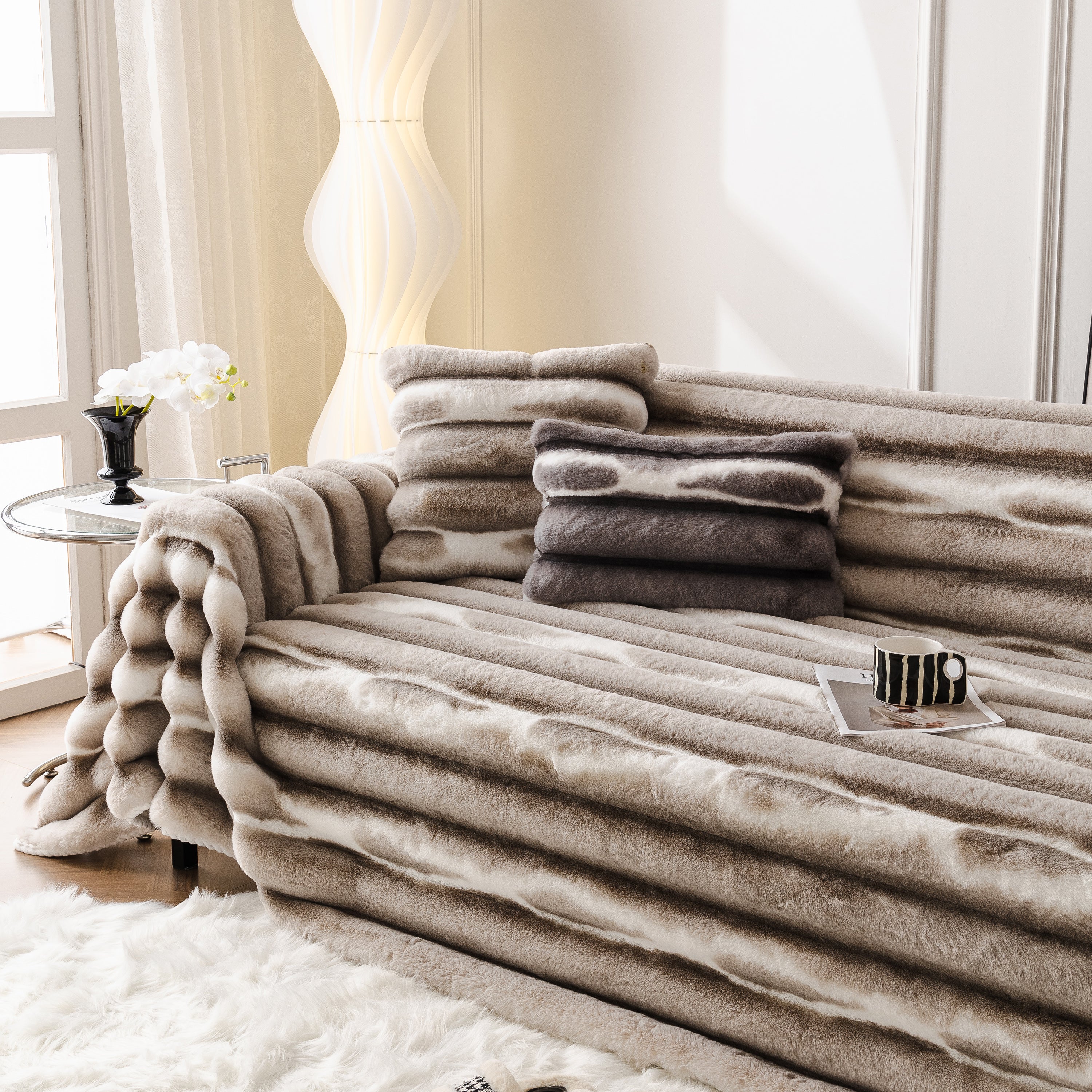 Ultra Soft Faux Fur Couch Cover – Large, Fluffy, and Elegant Sofa Throw Blanket - Image 108