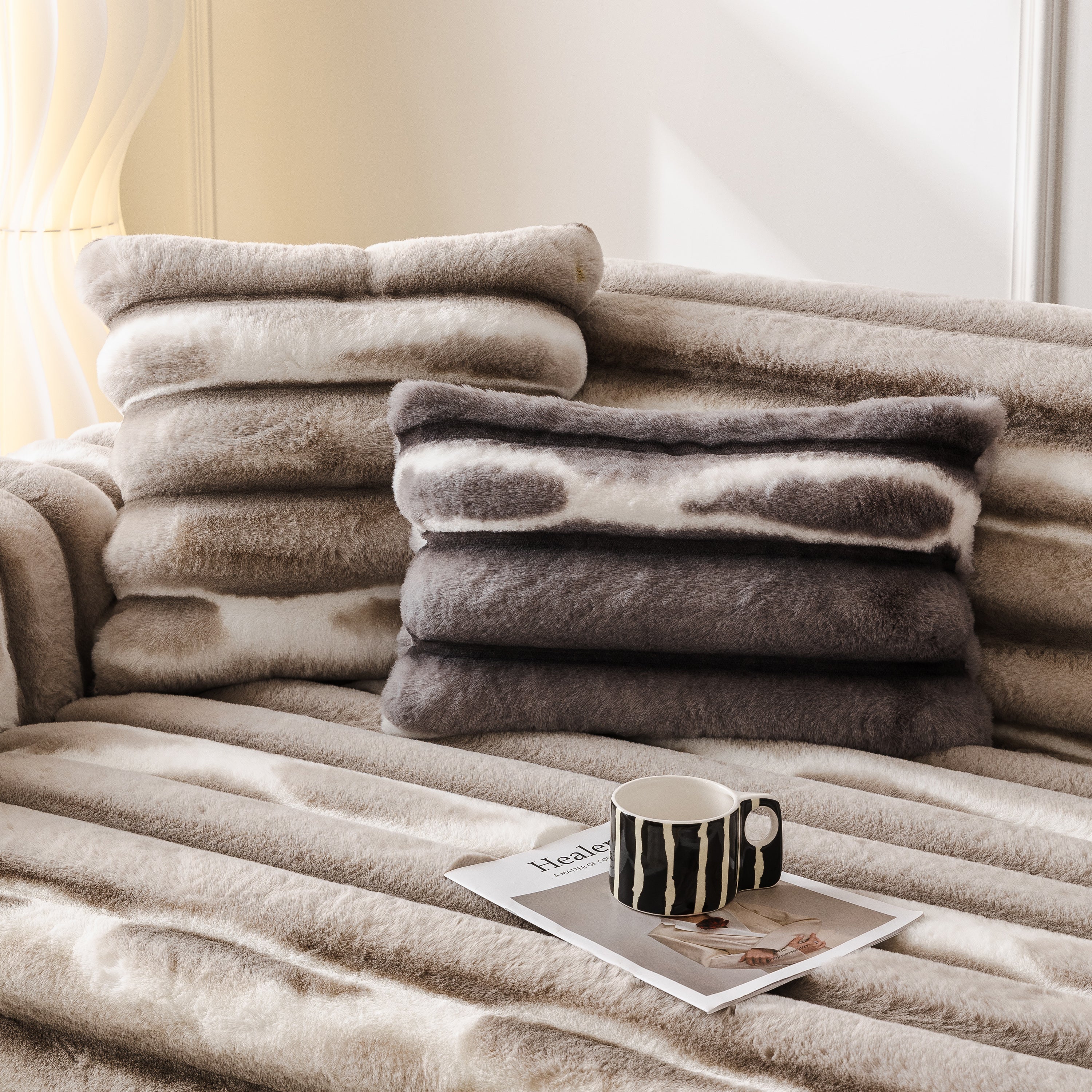 Ultra Soft Faux Fur Couch Cover – Large, Fluffy, and Elegant Sofa Throw Blanket - Image 110
