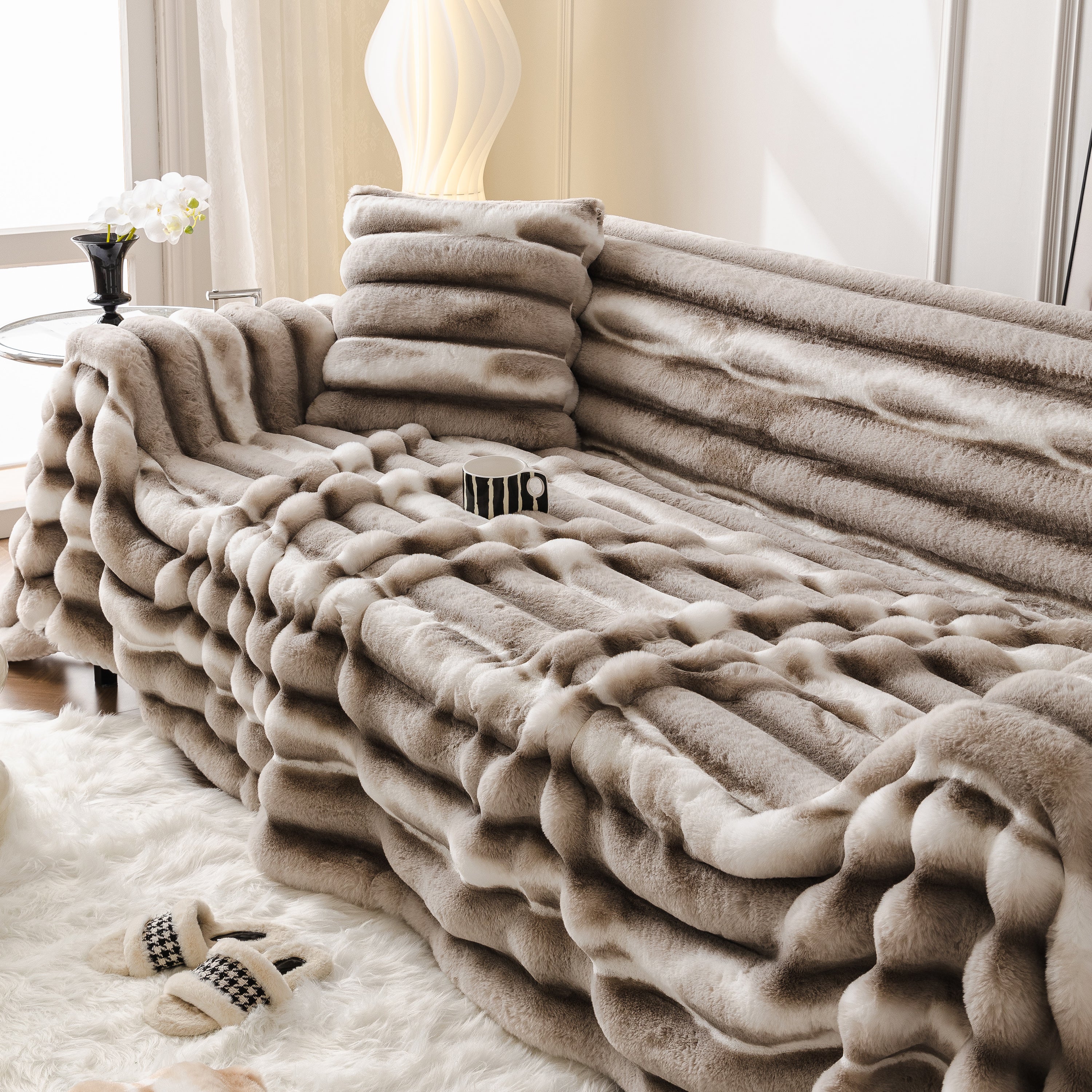 Ultra Soft Faux Fur Couch Cover – Large, Fluffy, and Elegant Sofa Throw Blanket - Image 112