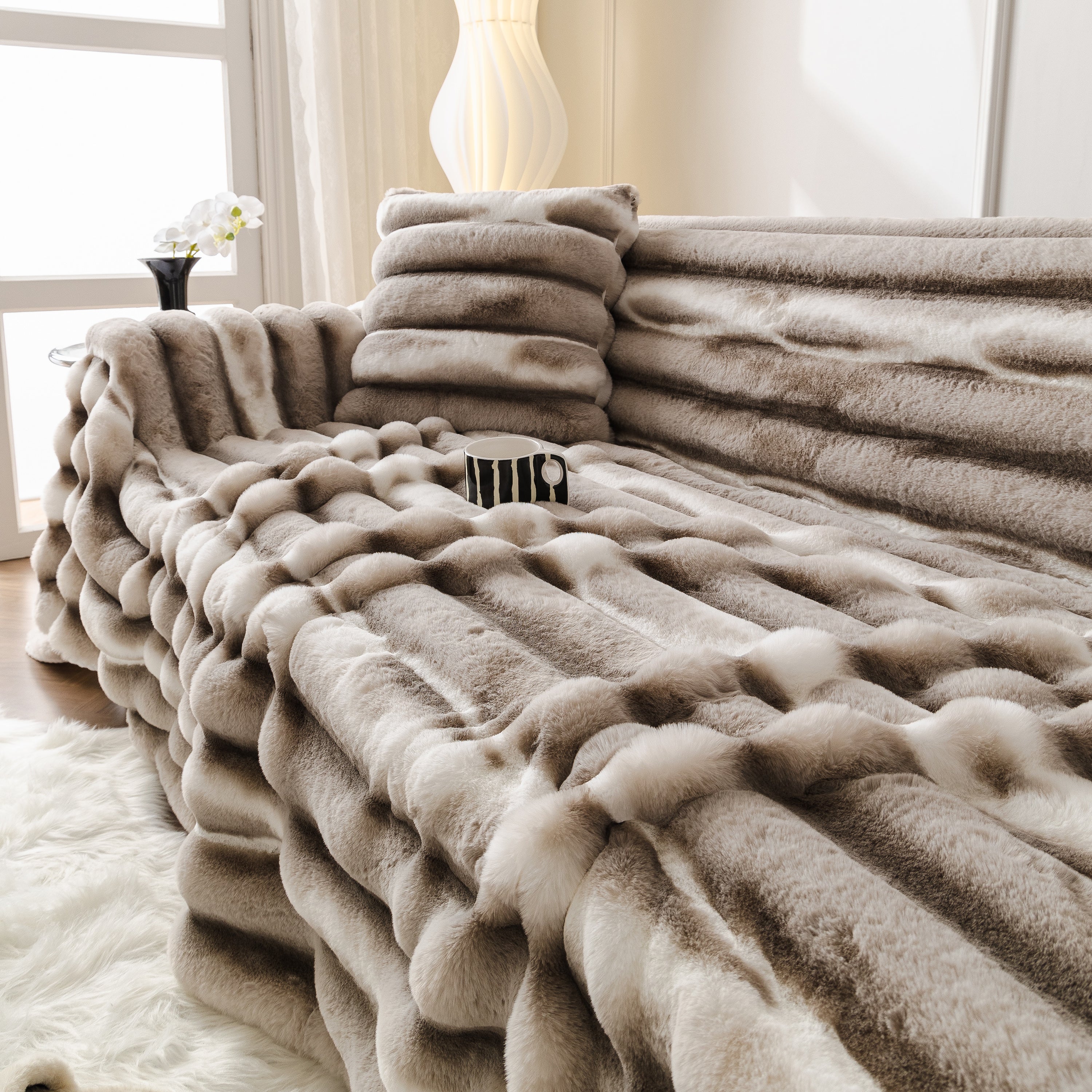 Ultra Soft Faux Fur Couch Cover – Large, Fluffy, and Elegant Sofa Throw Blanket - Image 113