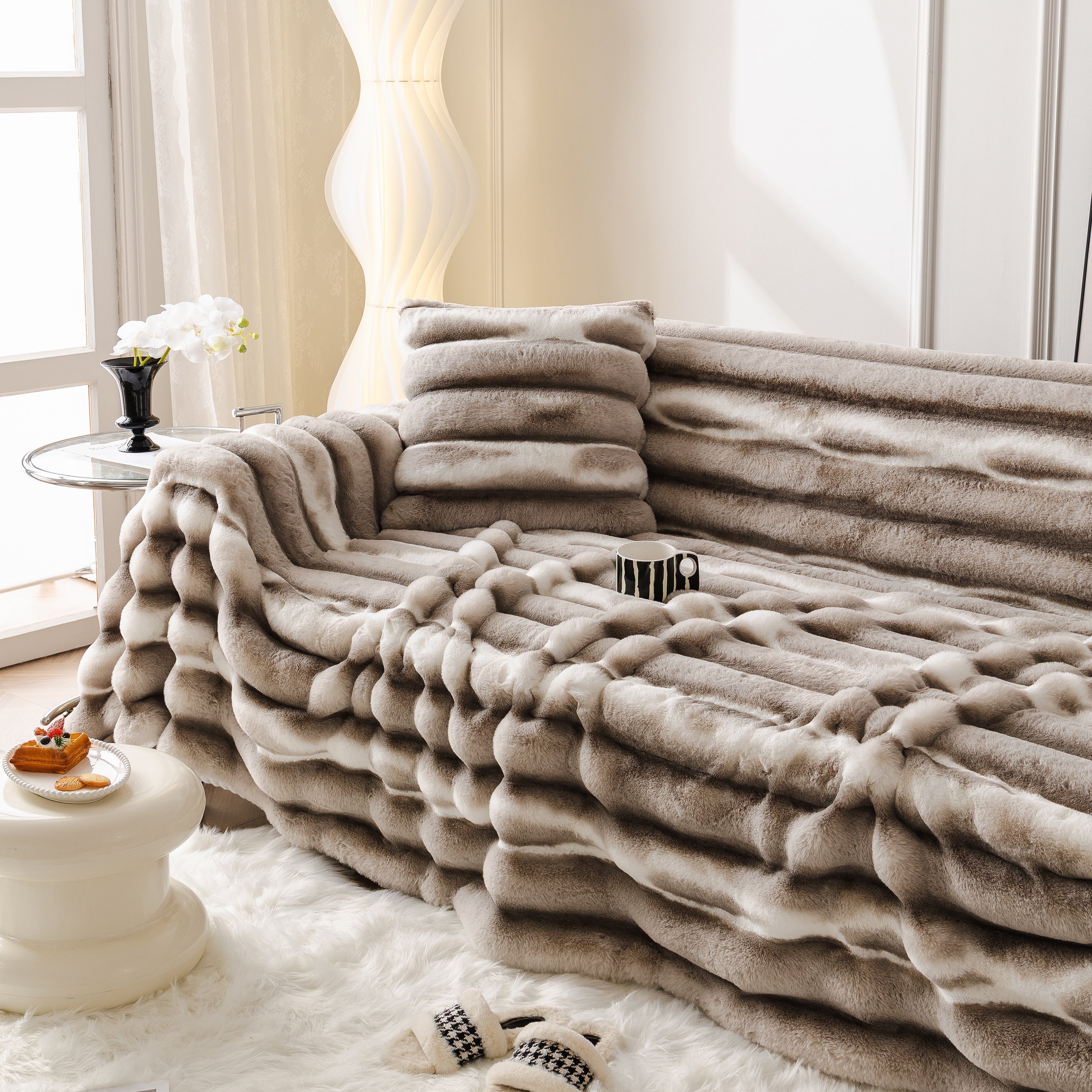 Ultra Soft Faux Fur Couch Cover – Large, Fluffy, and Elegant Sofa Throw Blanket - Image 114