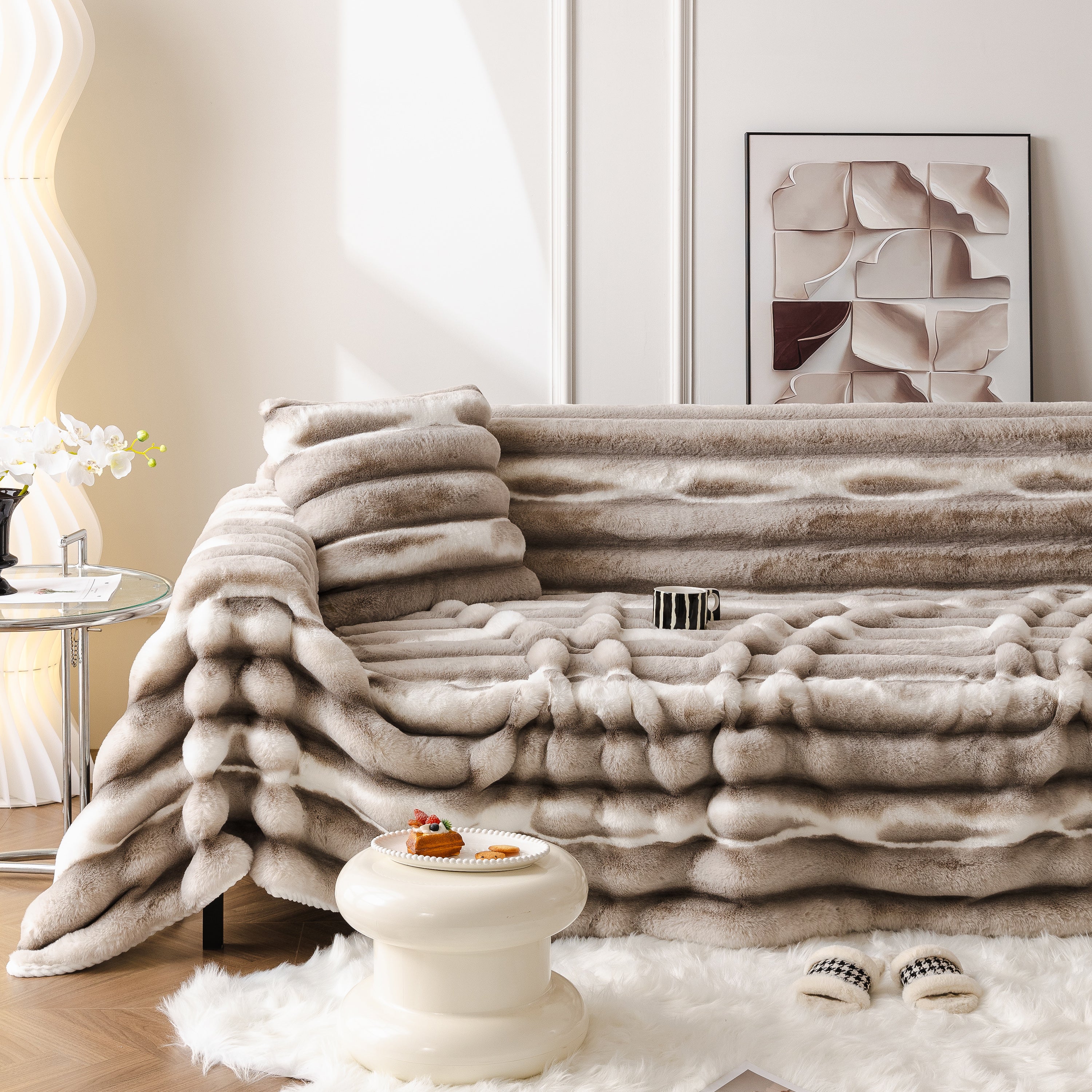 Ultra Soft Faux Fur Couch Cover – Large, Fluffy, and Elegant Sofa Throw Blanket - Image 115