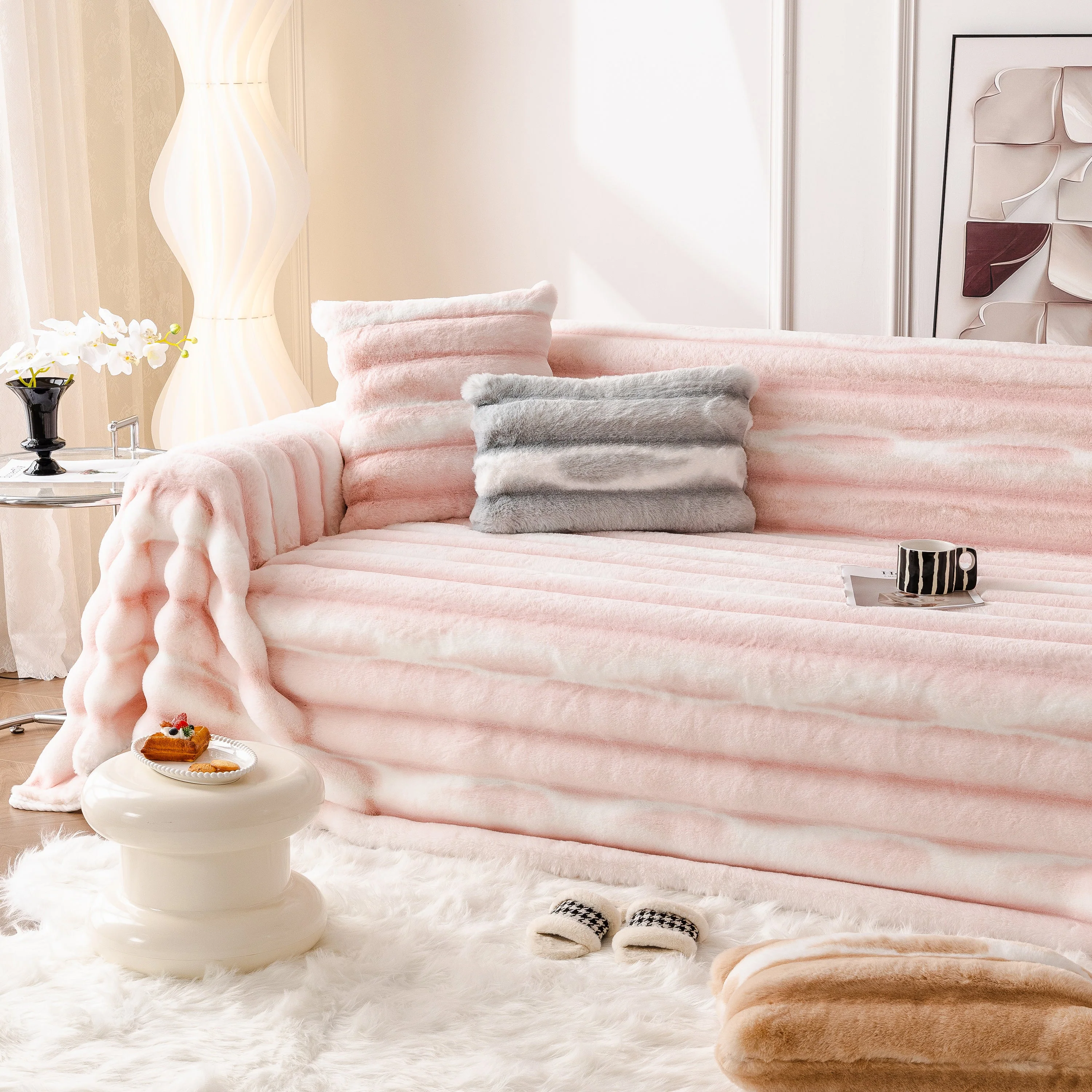 Ultra Soft Faux Fur Couch Cover – Large, Fluffy, and Elegant Sofa Throw Blanket - Image 124