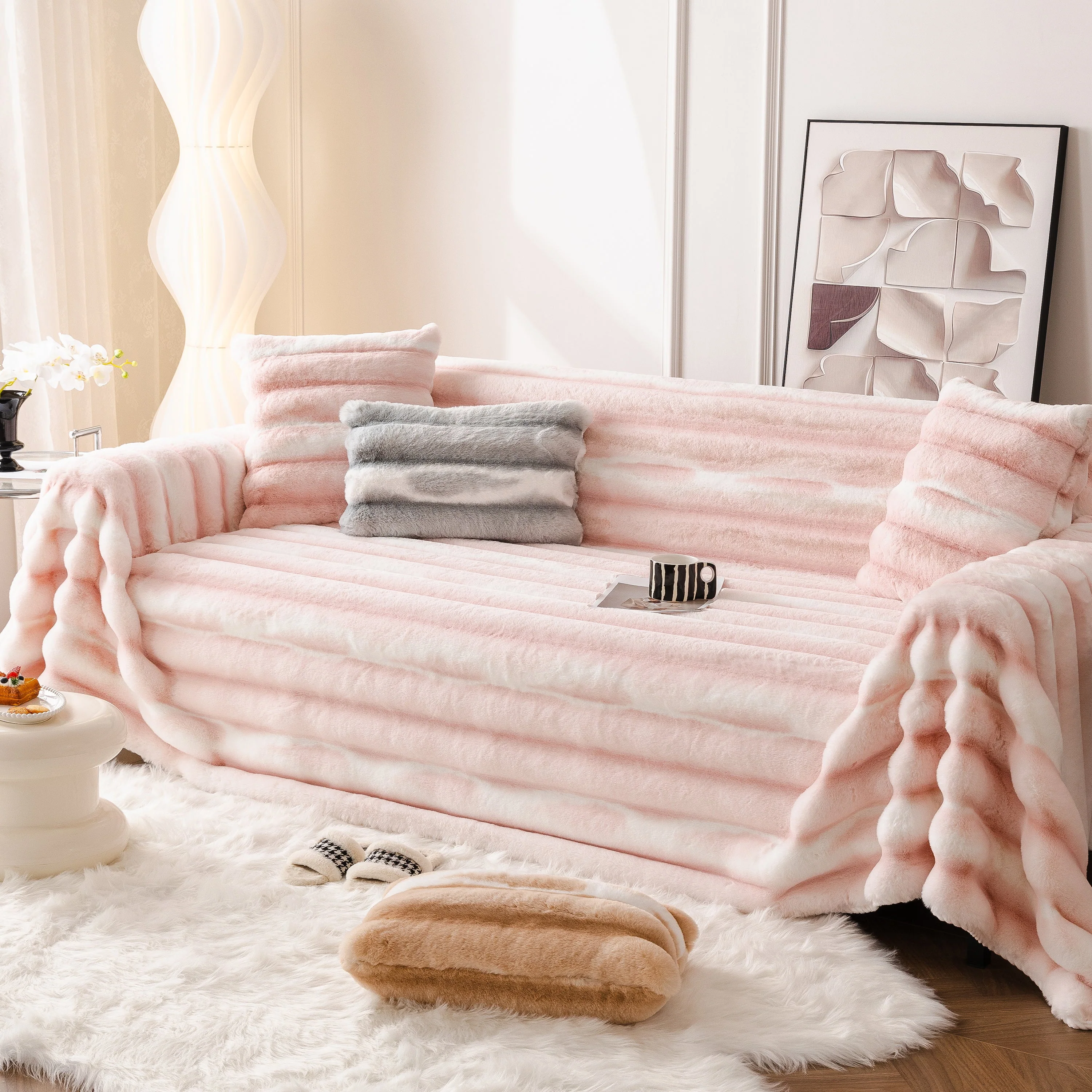Ultra Soft Faux Fur Couch Cover – Large, Fluffy, and Elegant Sofa Throw Blanket - Image 125