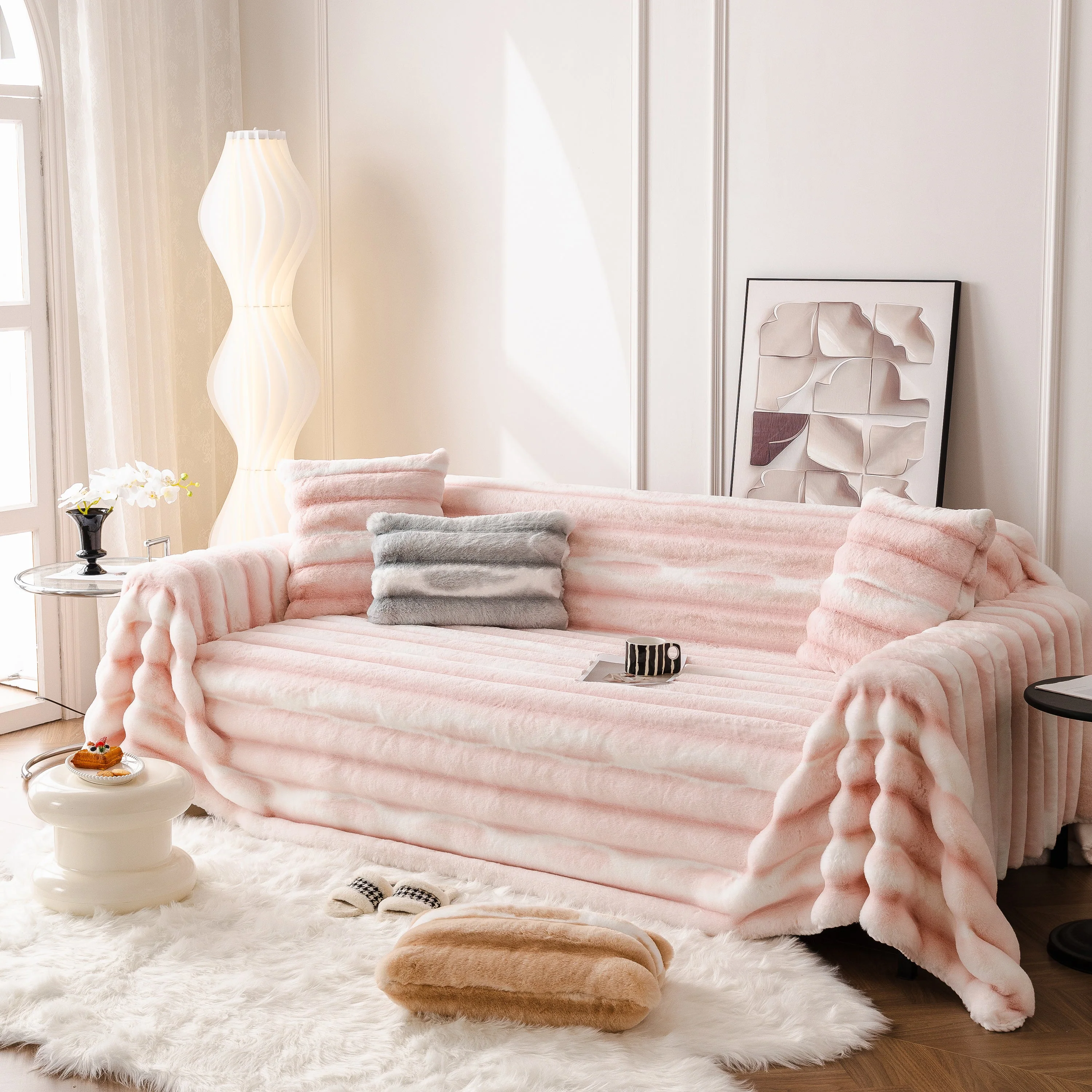 Ultra Soft Faux Fur Couch Cover – Large, Fluffy, and Elegant Sofa Throw Blanket - Image 126