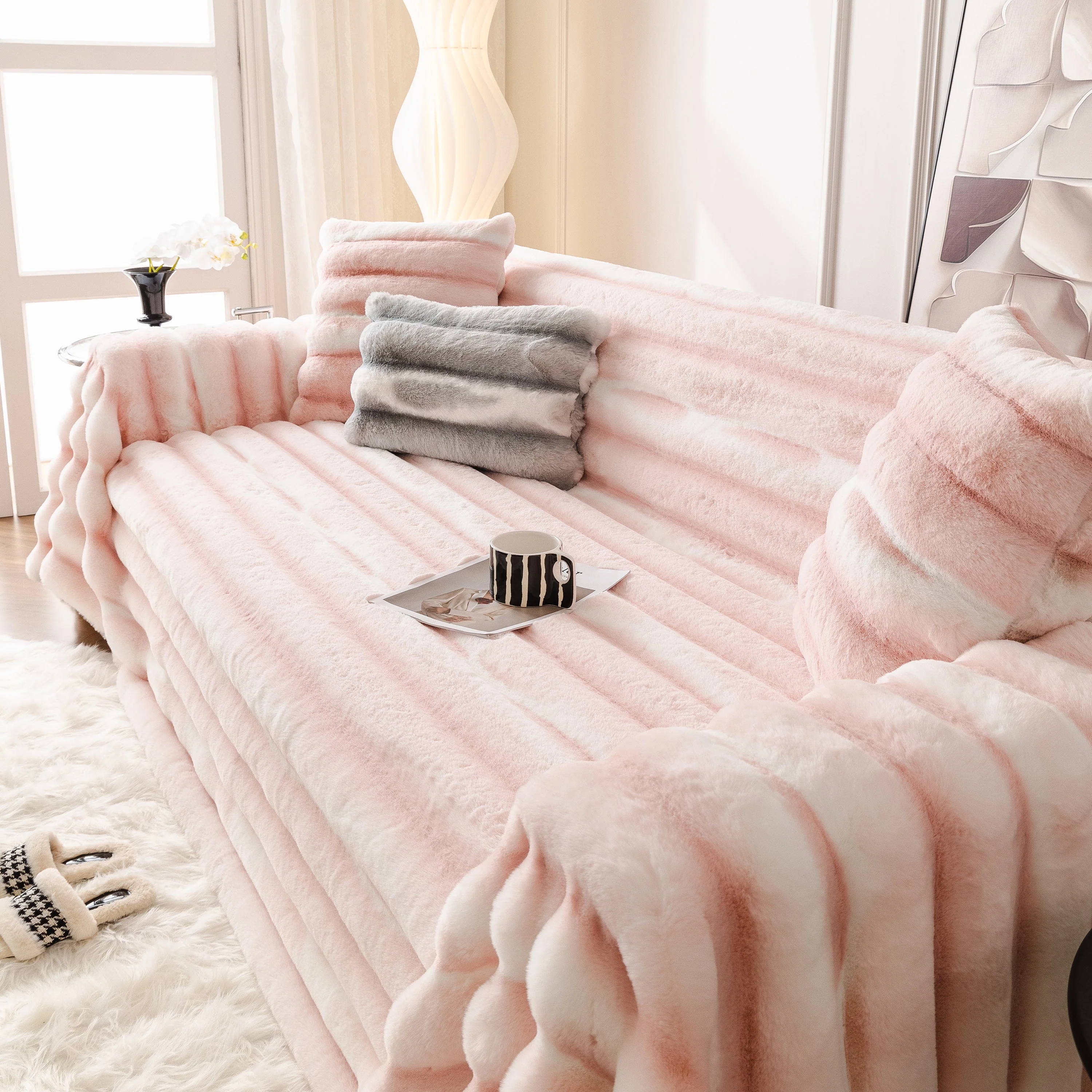 Ultra Soft Faux Fur Couch Cover – Large, Fluffy, and Elegant Sofa Throw Blanket - Image 129