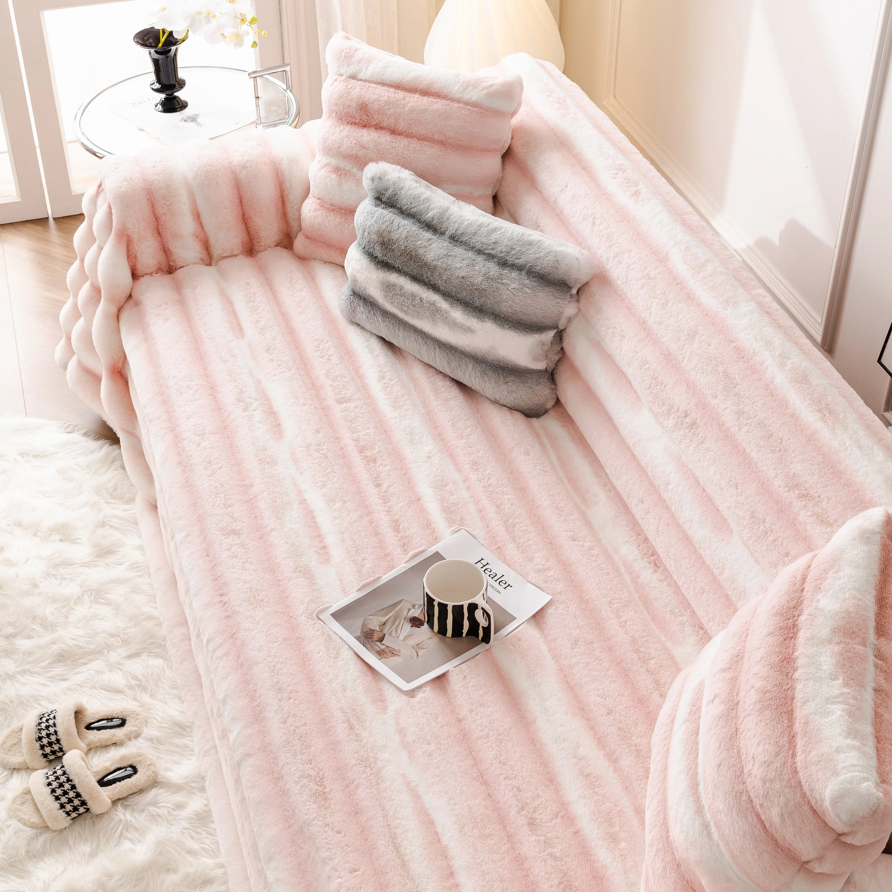 Ultra Soft Faux Fur Couch Cover – Large, Fluffy, and Elegant Sofa Throw Blanket - Image 132