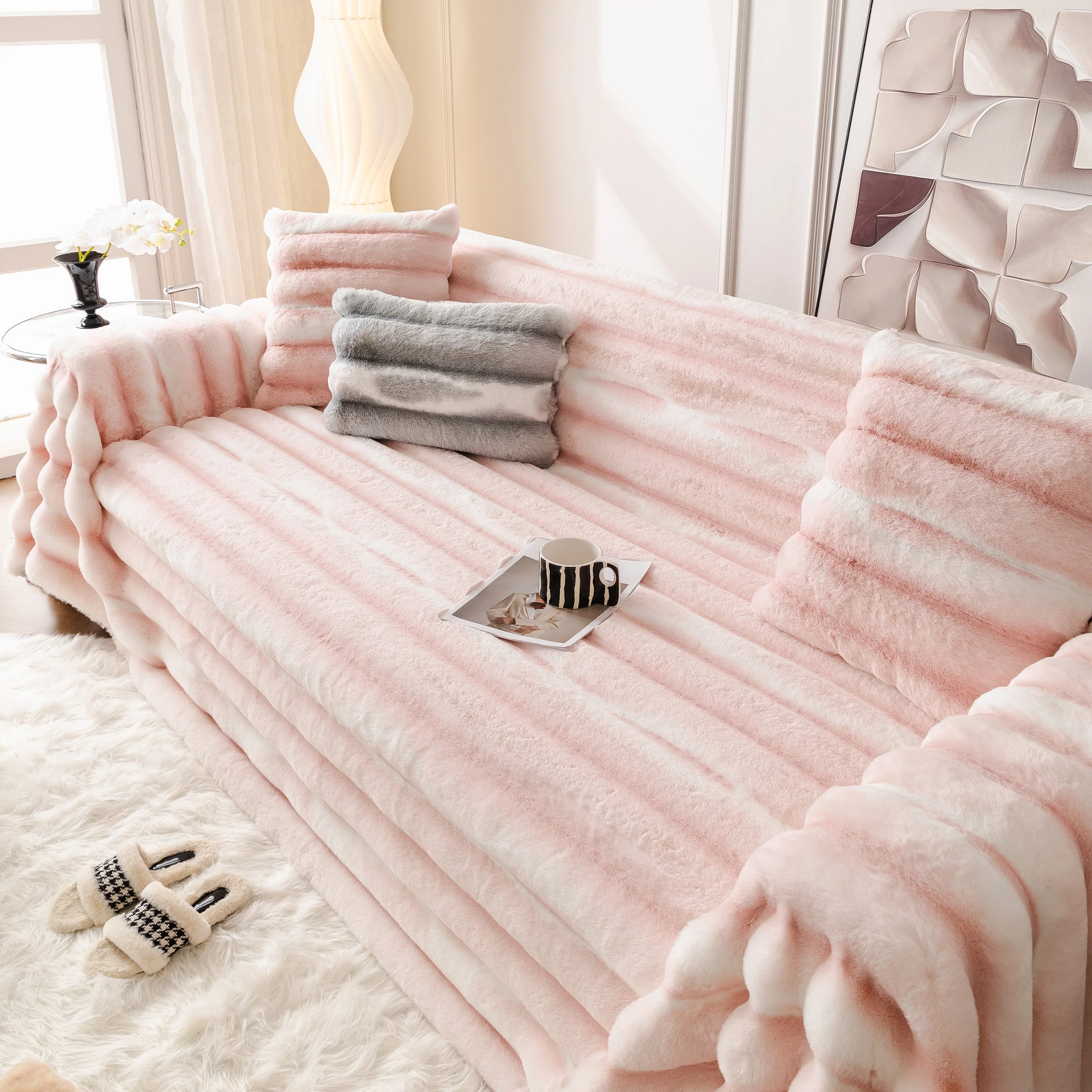Ultra Soft Faux Fur Couch Cover – Large, Fluffy, and Elegant Sofa Throw Blanket - Image 135
