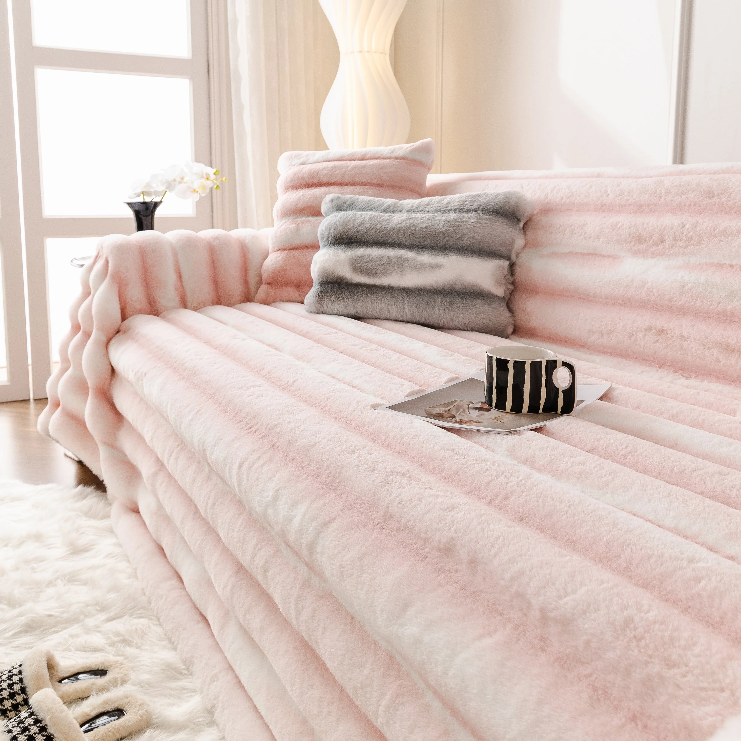 Ultra Soft Faux Fur Couch Cover – Large, Fluffy, and Elegant Sofa Throw Blanket - Image 137