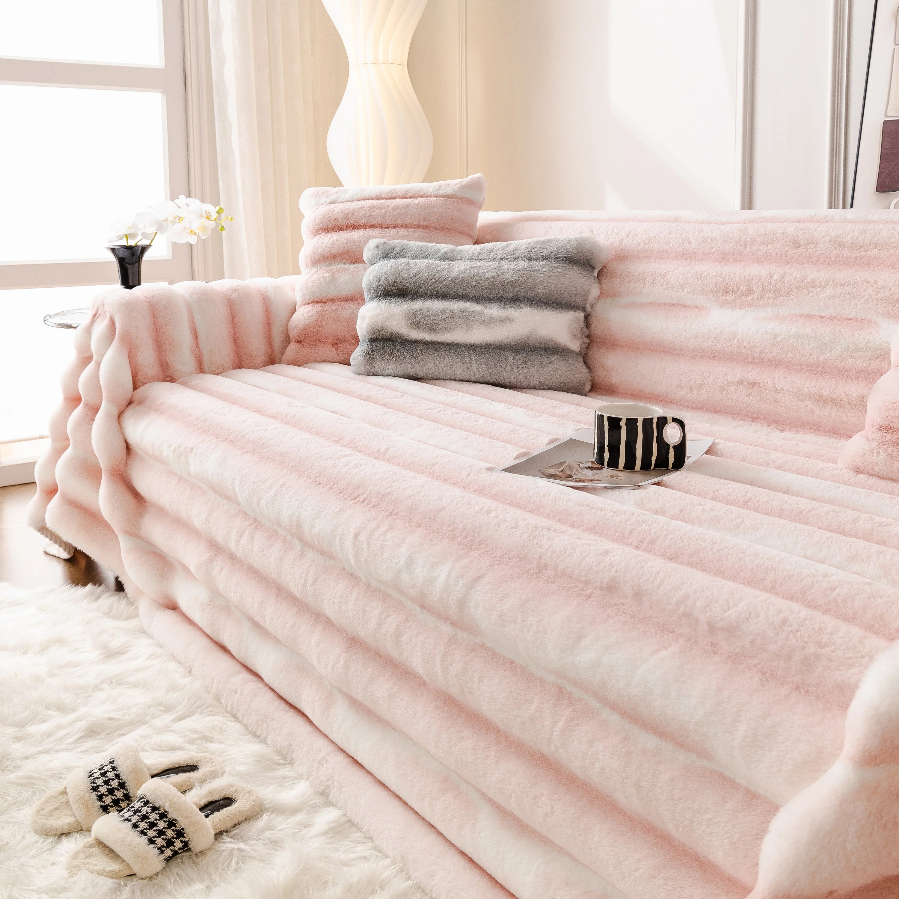 Ultra Soft Faux Fur Couch Cover – Large, Fluffy, and Elegant Sofa Throw Blanket - Image 138