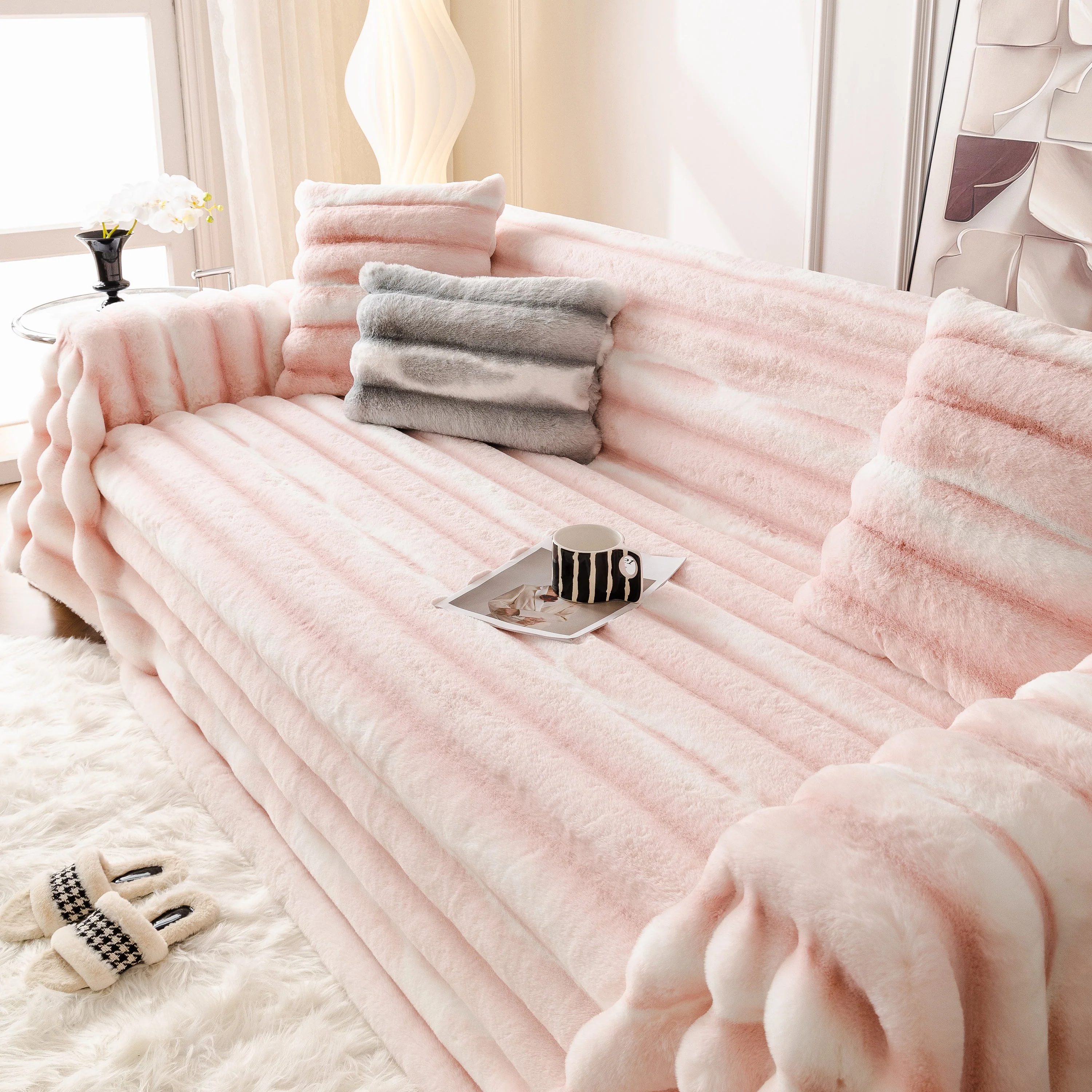 Ultra Soft Faux Fur Couch Cover – Large, Fluffy, and Elegant Sofa Throw Blanket - Image 139