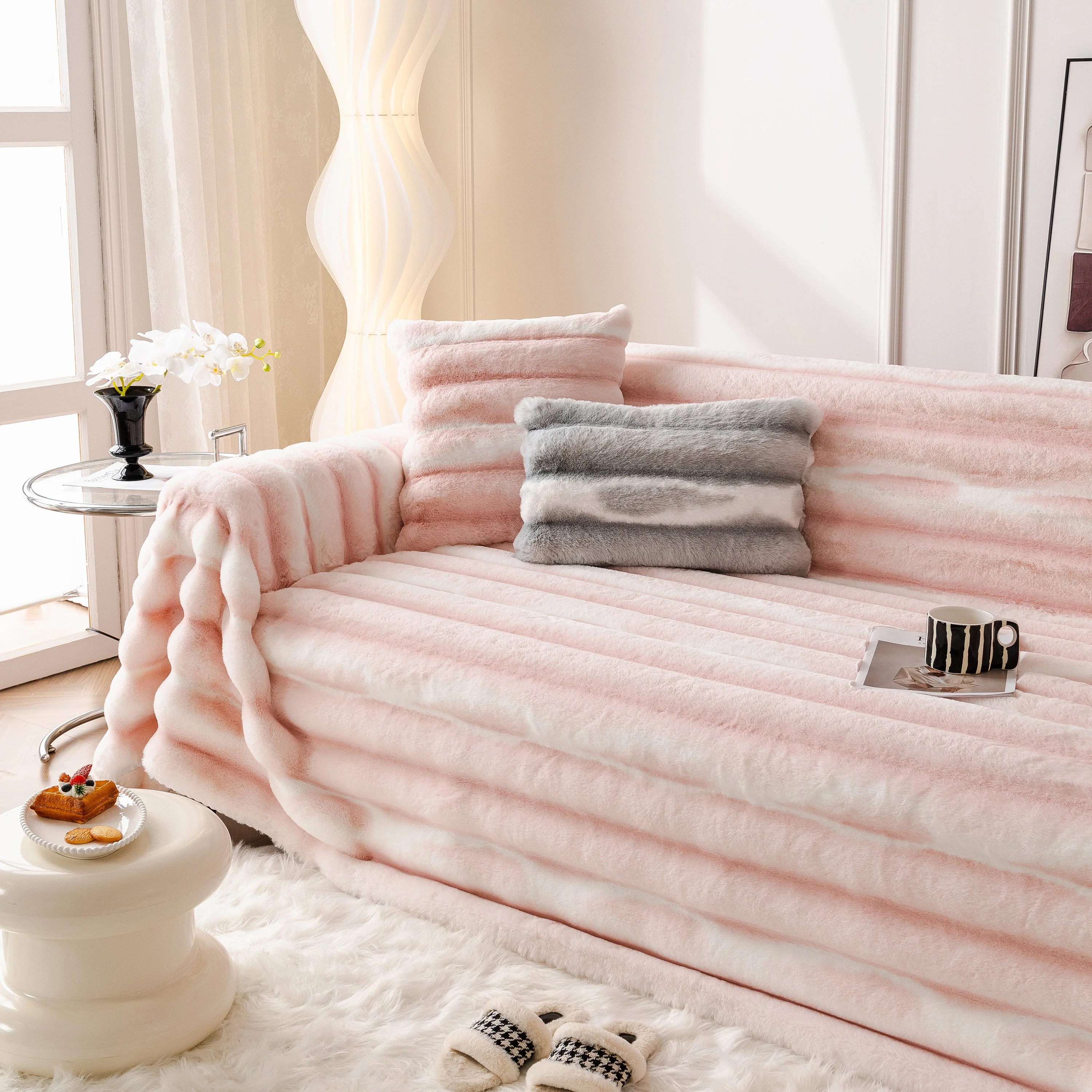 Ultra Soft Faux Fur Couch Cover – Large, Fluffy, and Elegant Sofa Throw Blanket - Image 141