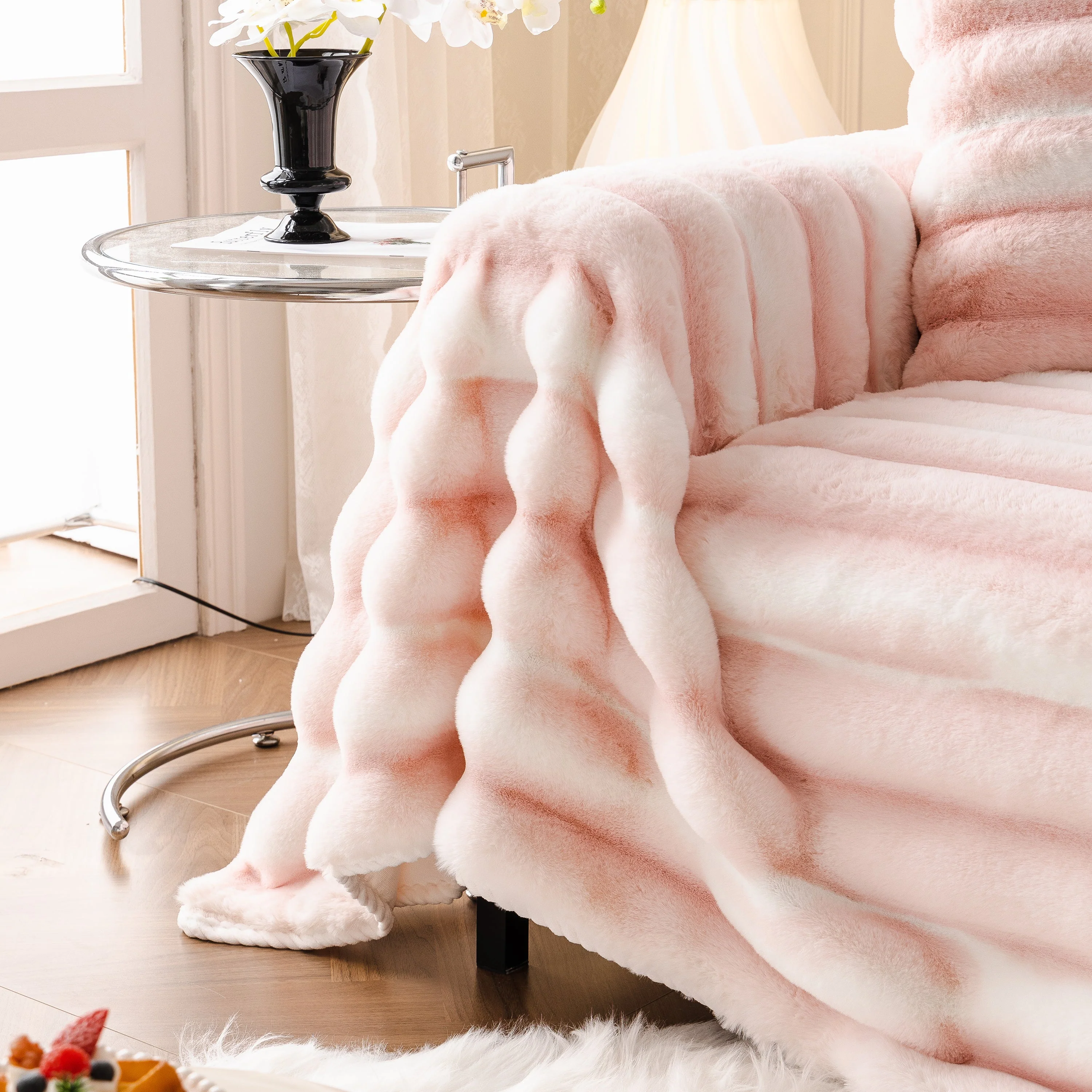 Ultra Soft Faux Fur Couch Cover – Large, Fluffy, and Elegant Sofa Throw Blanket - Image 142
