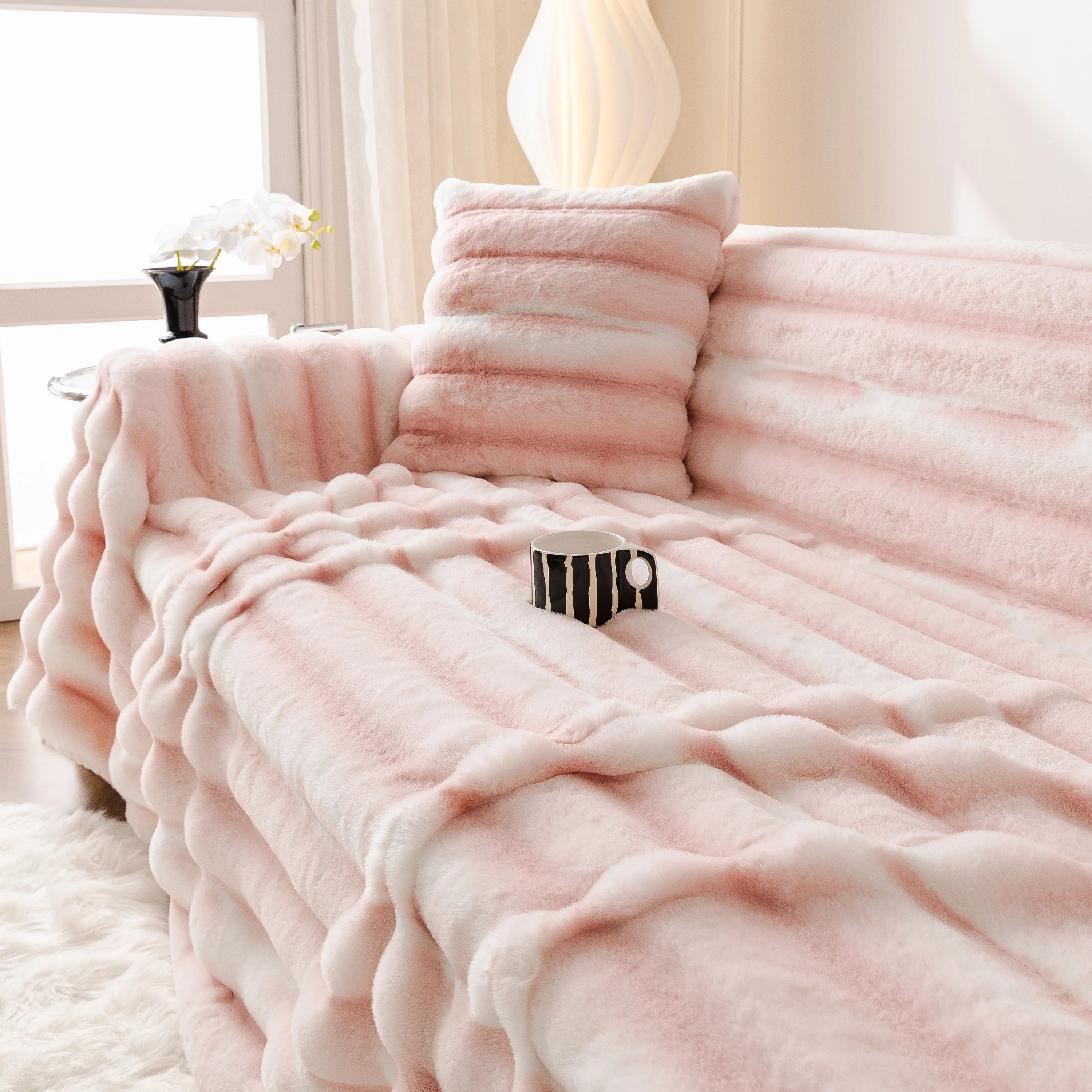 Ultra Soft Faux Fur Couch Cover – Large, Fluffy, and Elegant Sofa Throw Blanket - Image 147