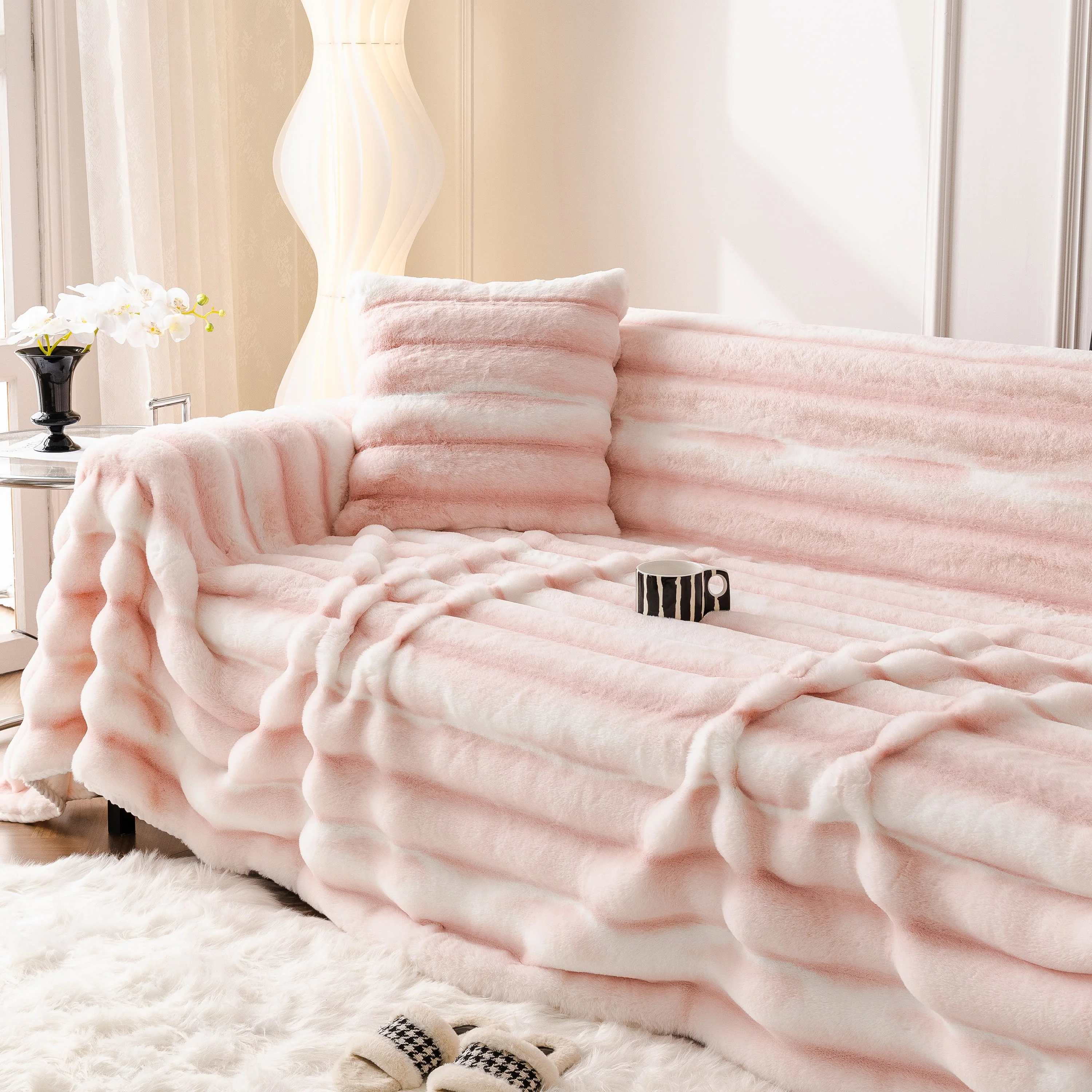Ultra Soft Faux Fur Couch Cover – Large, Fluffy, and Elegant Sofa Throw Blanket - Image 148