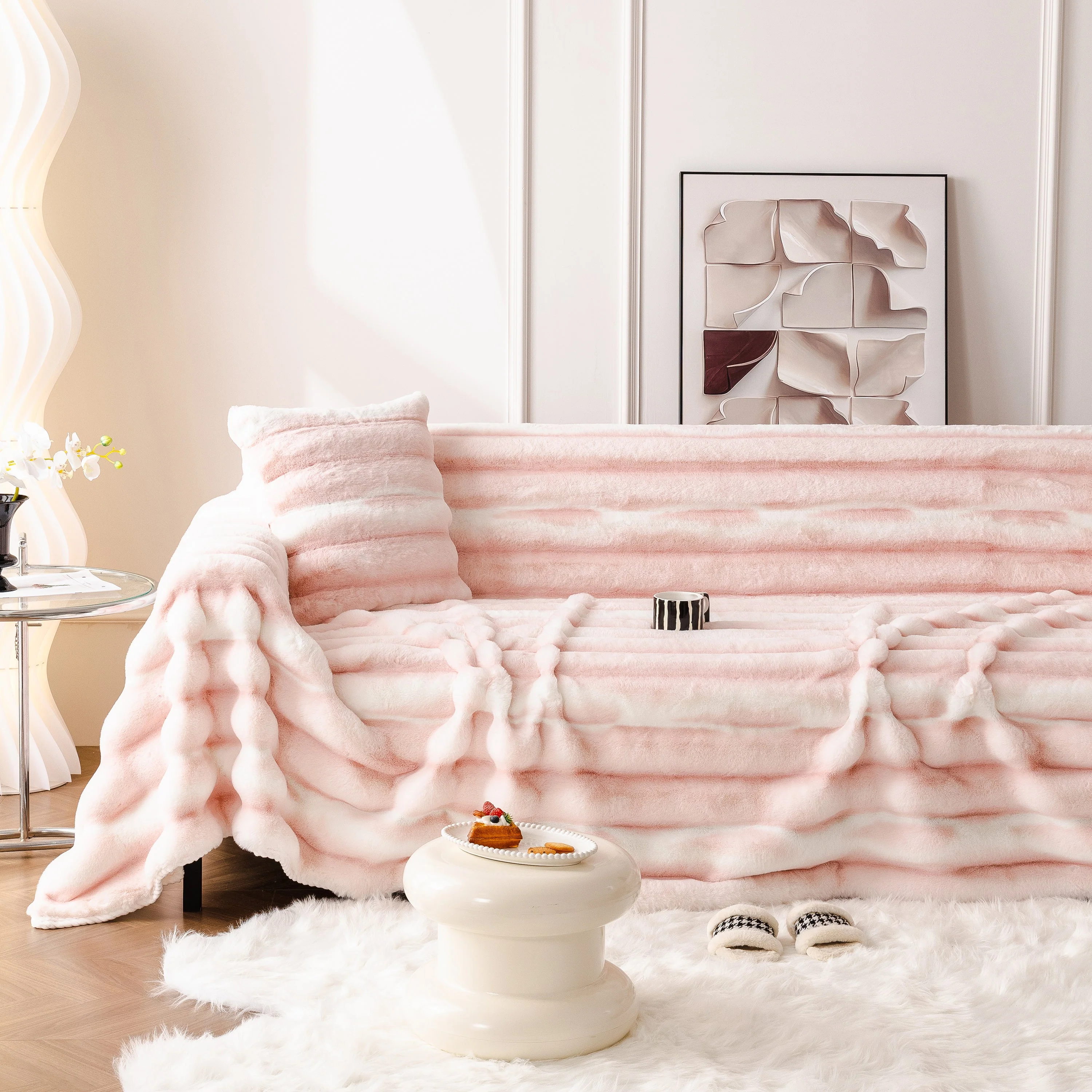 Ultra Soft Faux Fur Couch Cover – Large, Fluffy, and Elegant Sofa Throw Blanket - Image 149