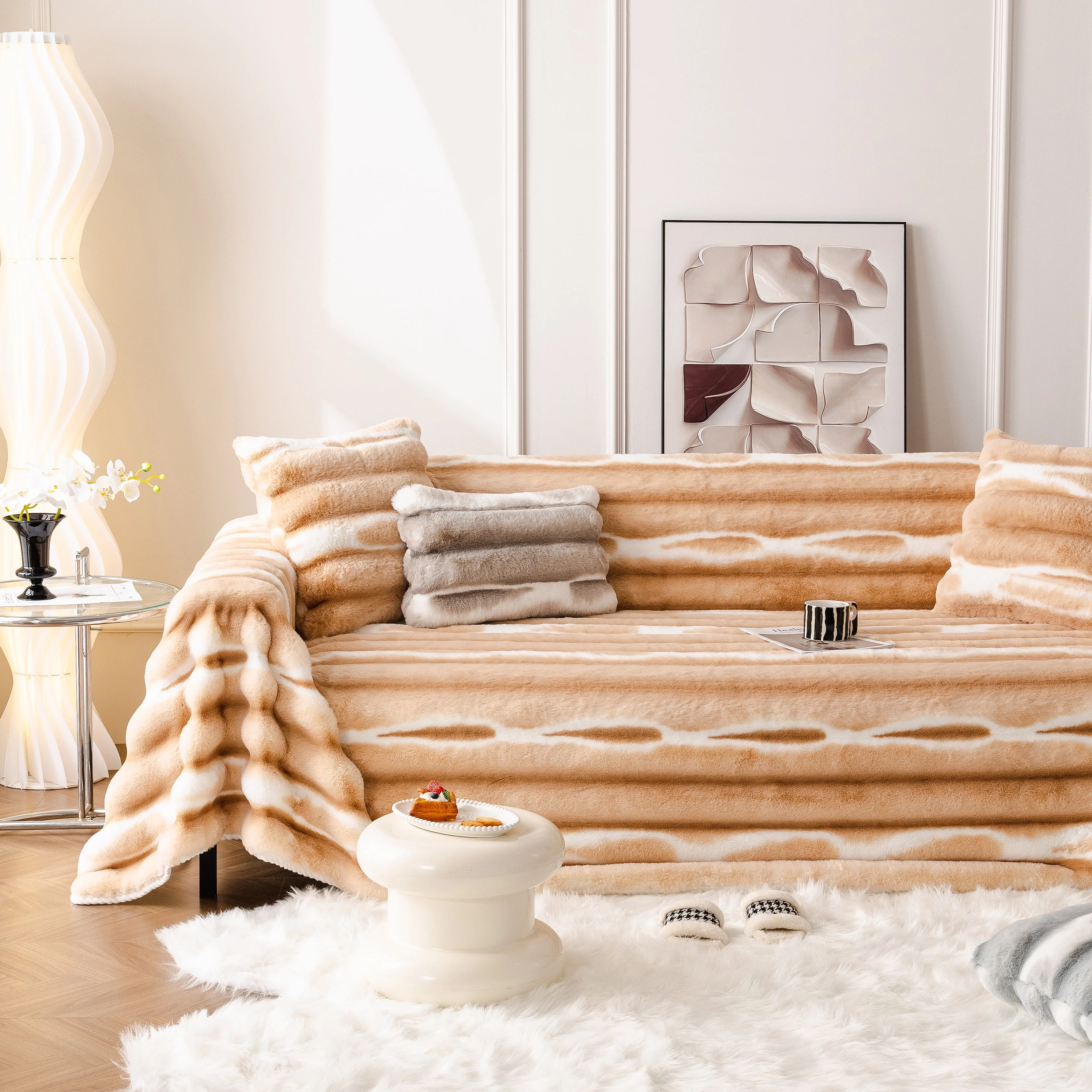 Ultra Soft Faux Fur Couch Cover – Large, Fluffy, and Elegant Sofa Throw Blanket - Image 155