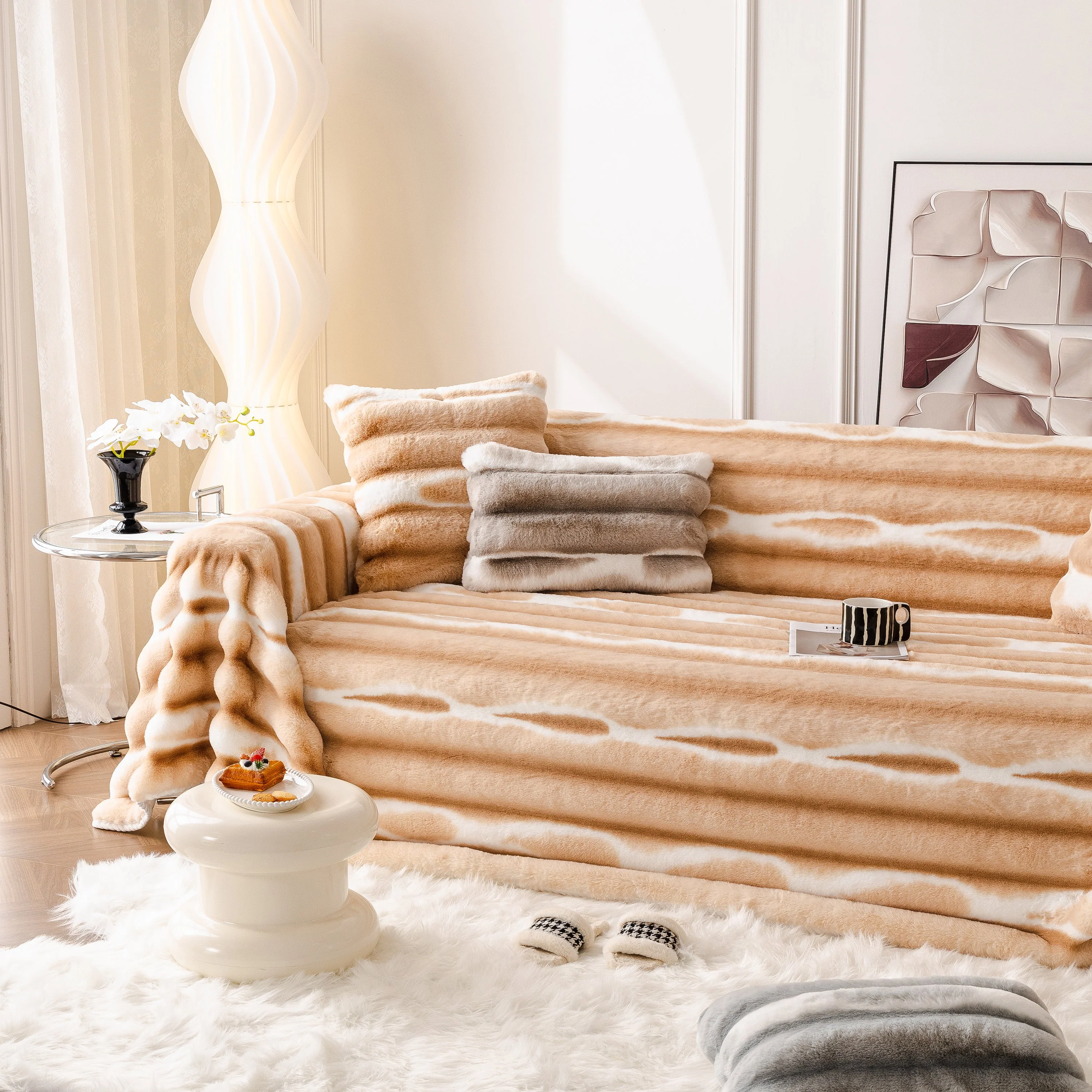 Ultra Soft Faux Fur Couch Cover – Large, Fluffy, and Elegant Sofa Throw Blanket - Image 156