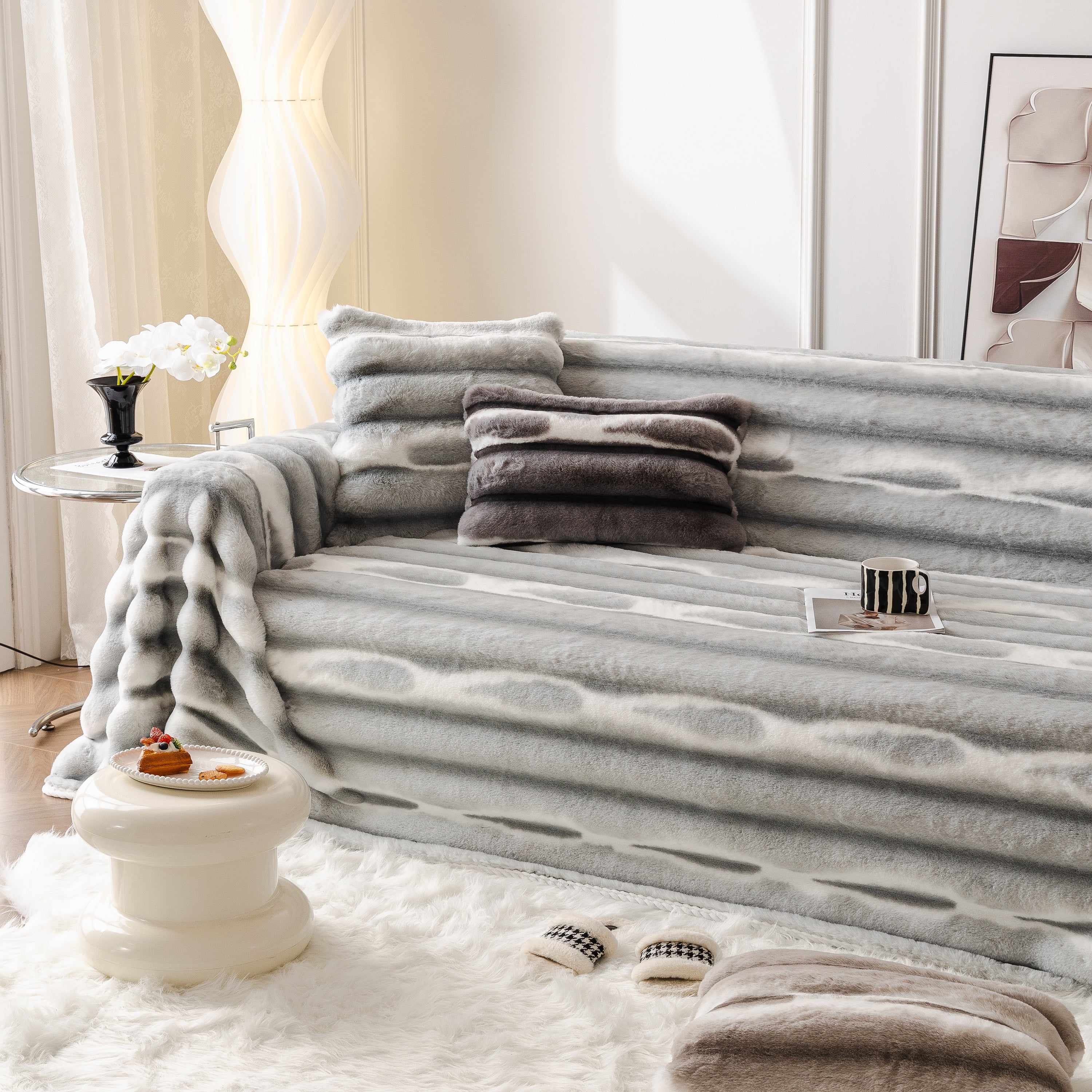 Ultra Soft Faux Fur Couch Cover – Large, Fluffy, and Elegant Sofa Throw Blanket - Image 16