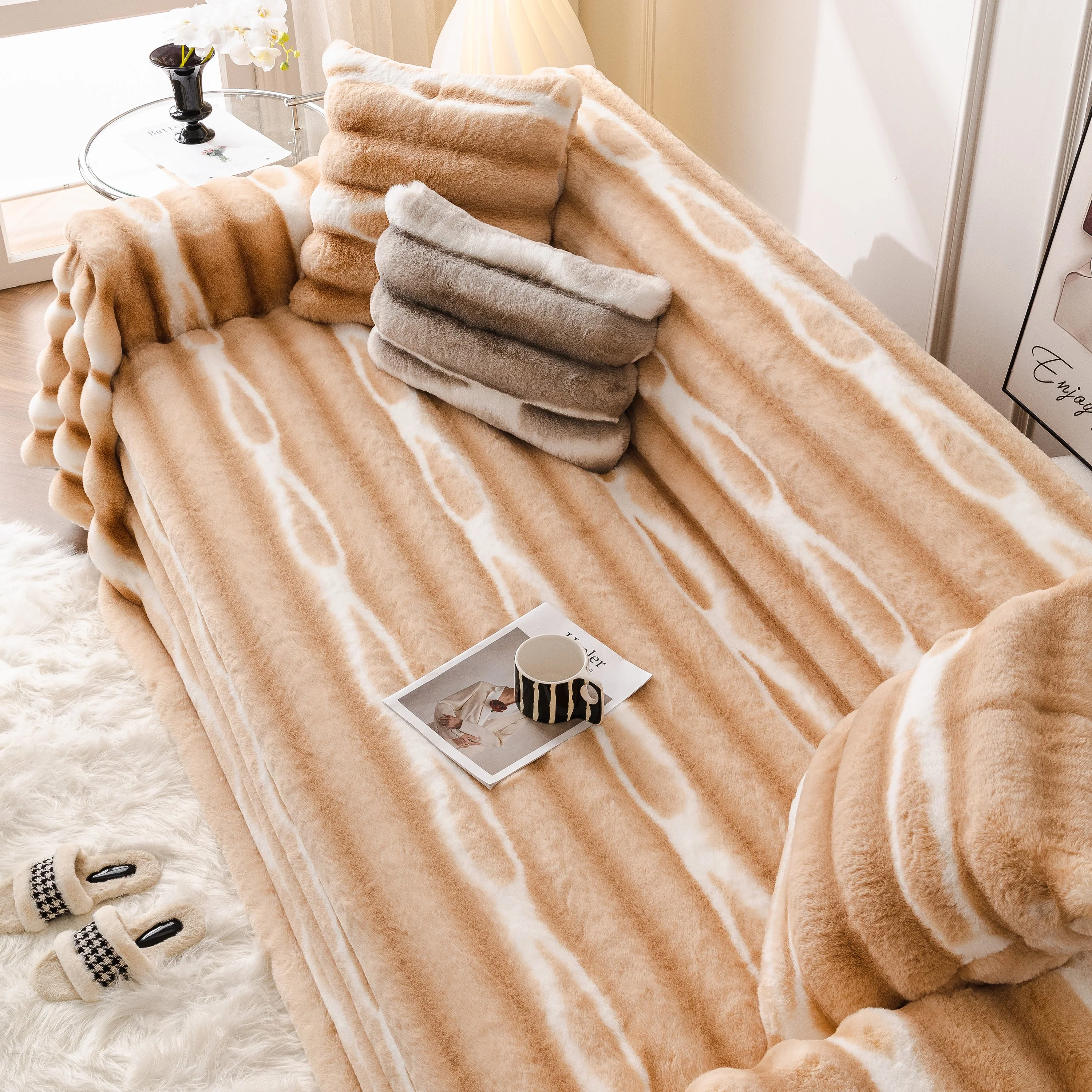 Ultra Soft Faux Fur Couch Cover – Large, Fluffy, and Elegant Sofa Throw Blanket - Image 161