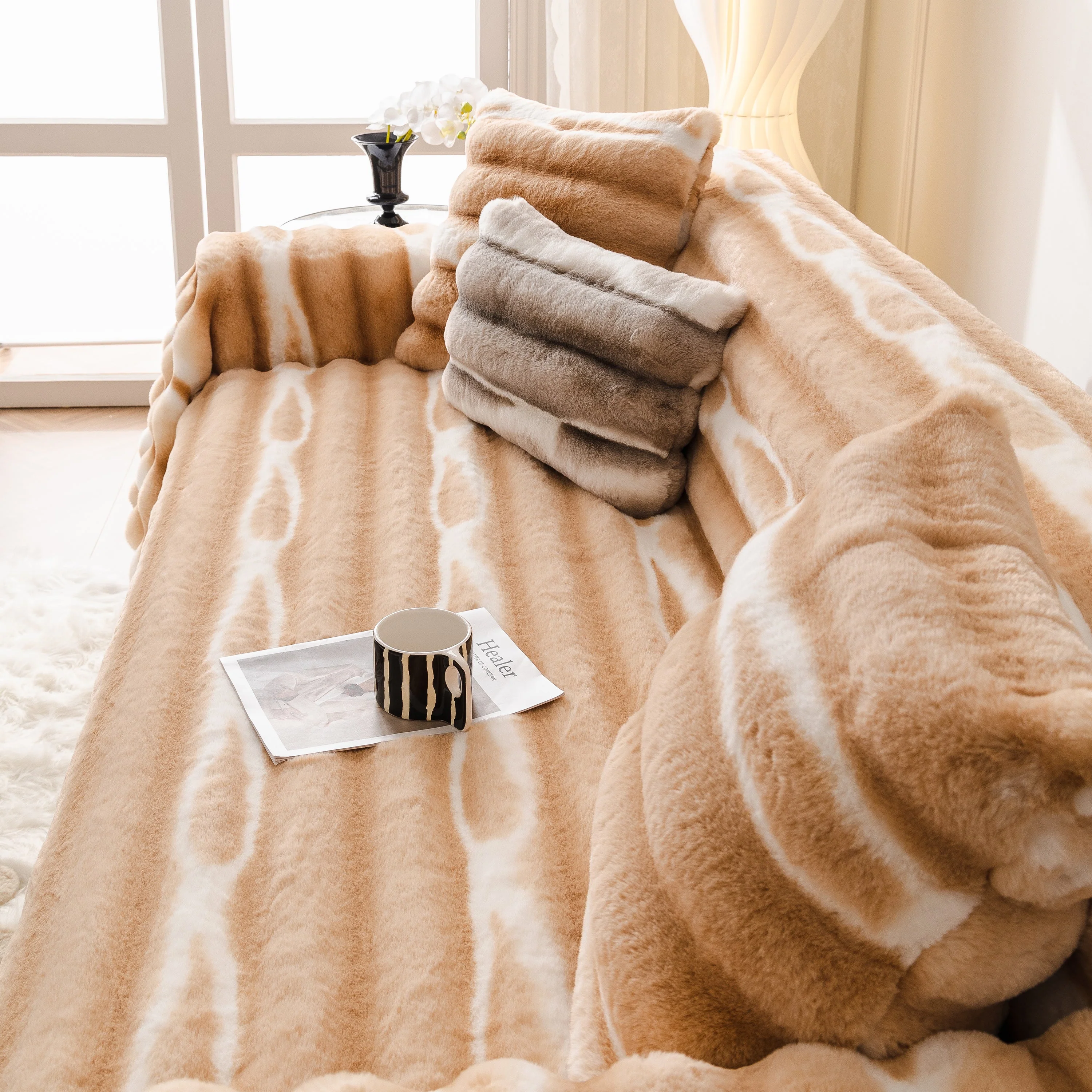 Ultra Soft Faux Fur Couch Cover – Large, Fluffy, and Elegant Sofa Throw Blanket - Image 165