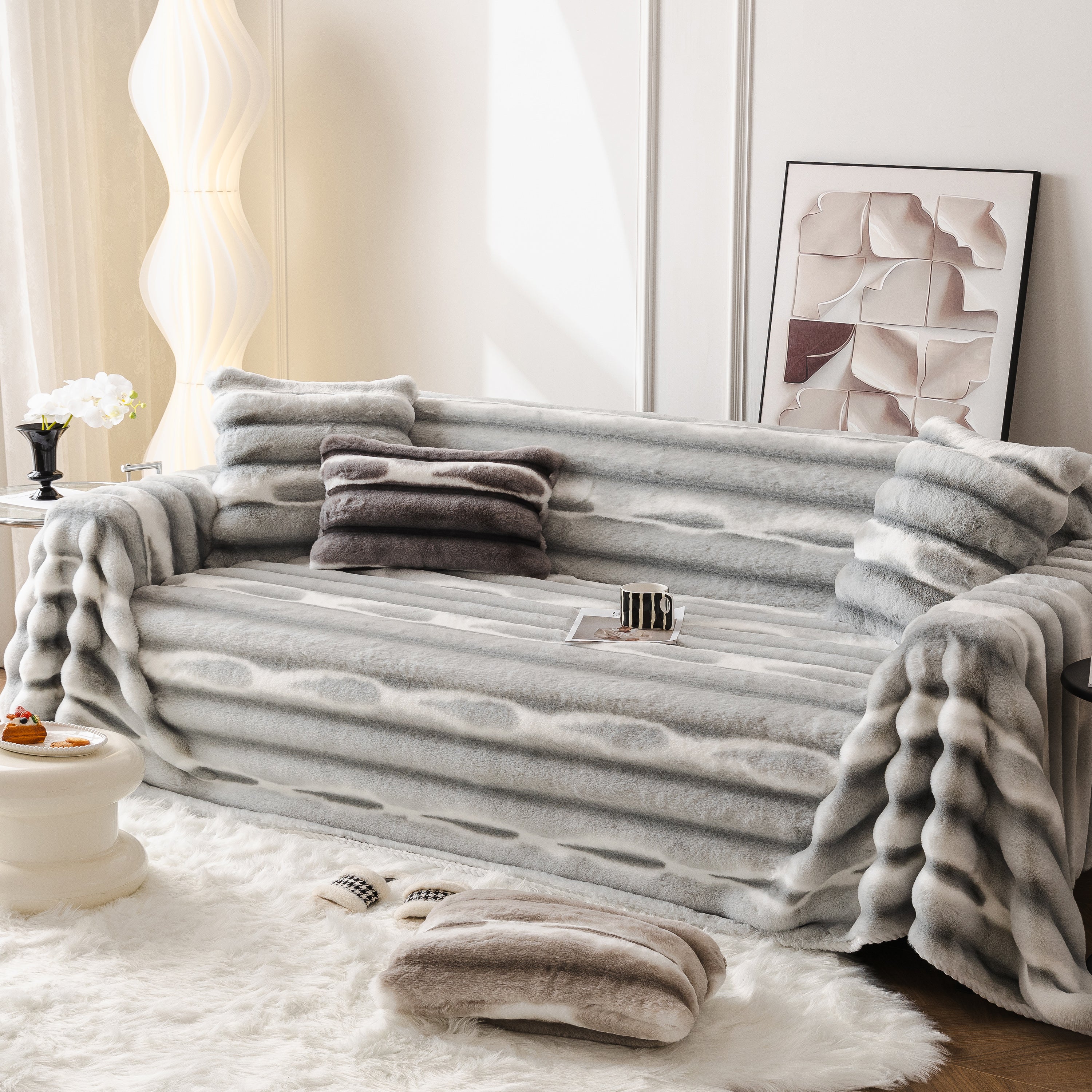Ultra Soft Faux Fur Couch Cover – Large, Fluffy, and Elegant Sofa Throw Blanket - Image 17