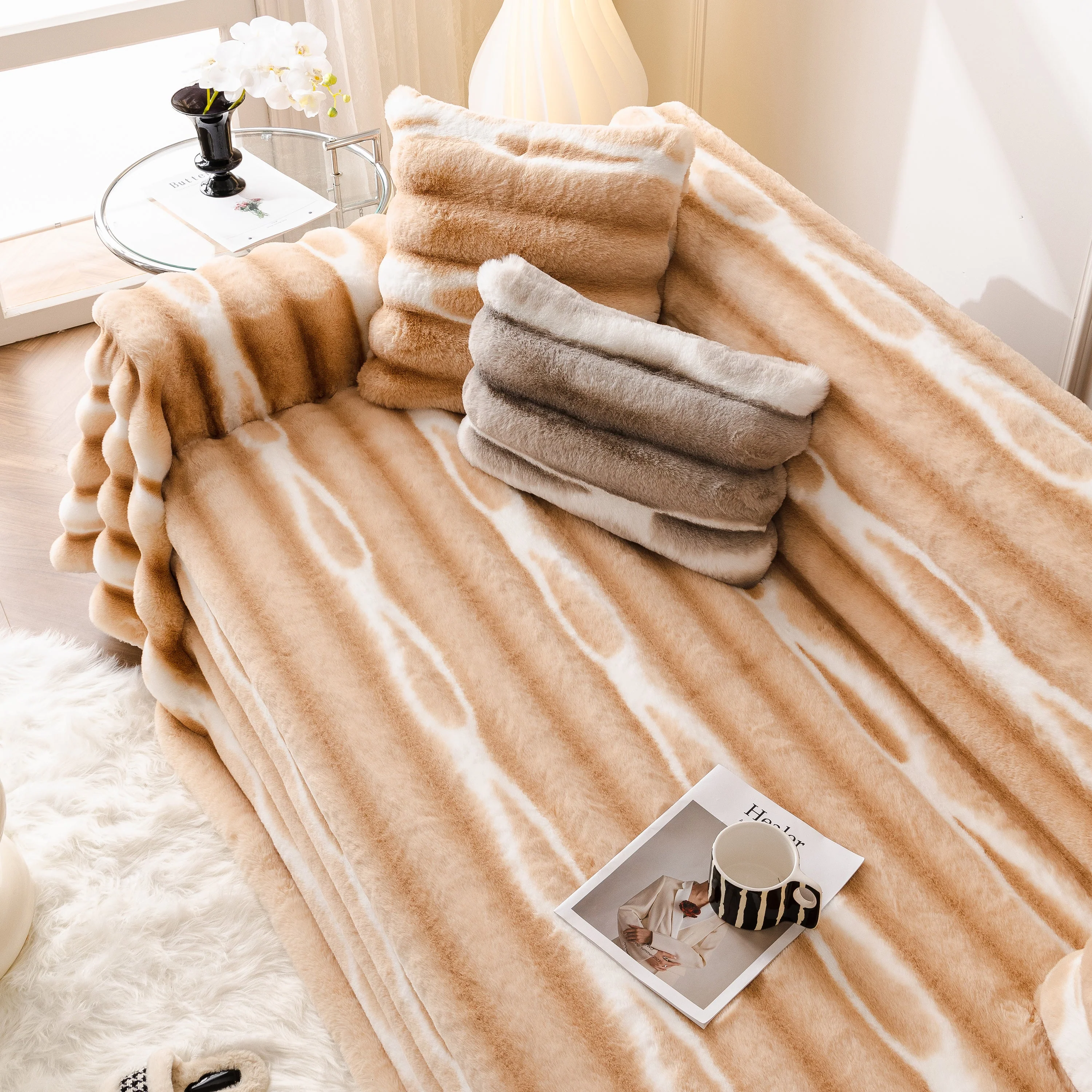 Ultra Soft Faux Fur Couch Cover – Large, Fluffy, and Elegant Sofa Throw Blanket - Image 172