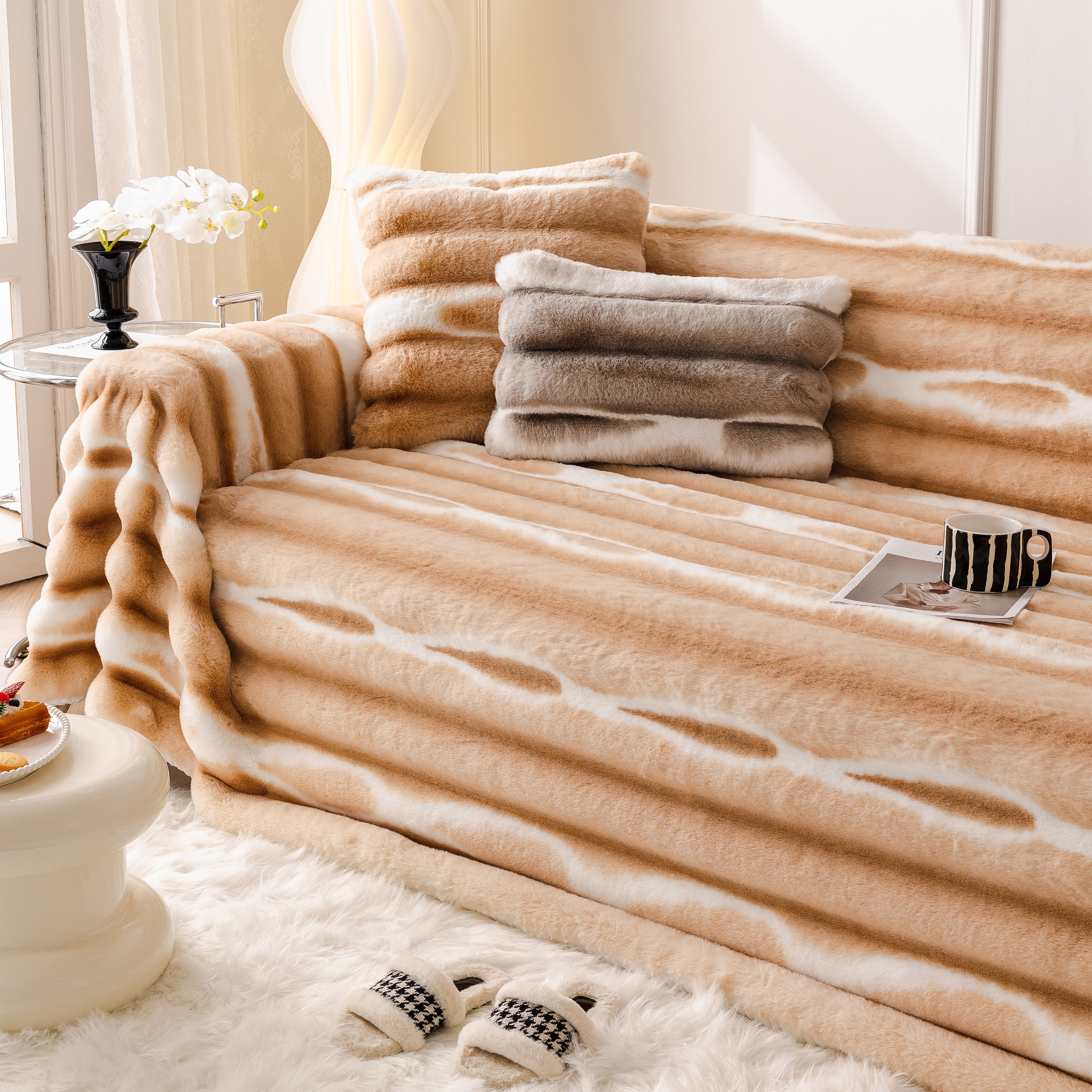 Ultra Soft Faux Fur Couch Cover – Large, Fluffy, and Elegant Sofa Throw Blanket - Image 173