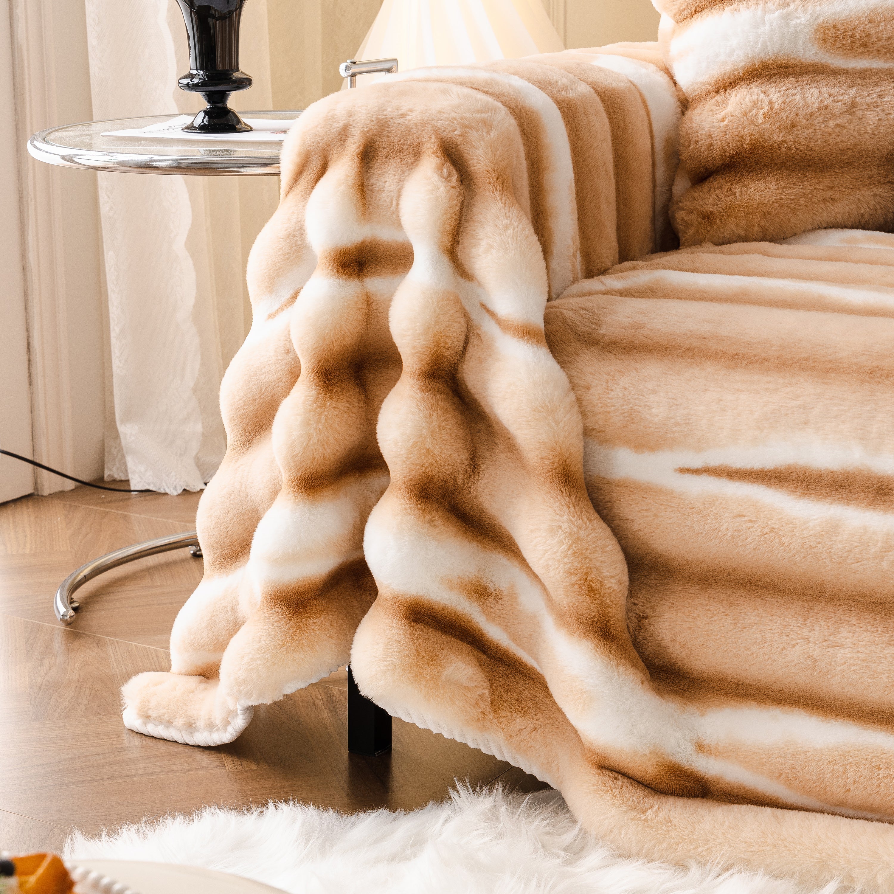 Ultra Soft Faux Fur Couch Cover – Large, Fluffy, and Elegant Sofa Throw Blanket - Image 174