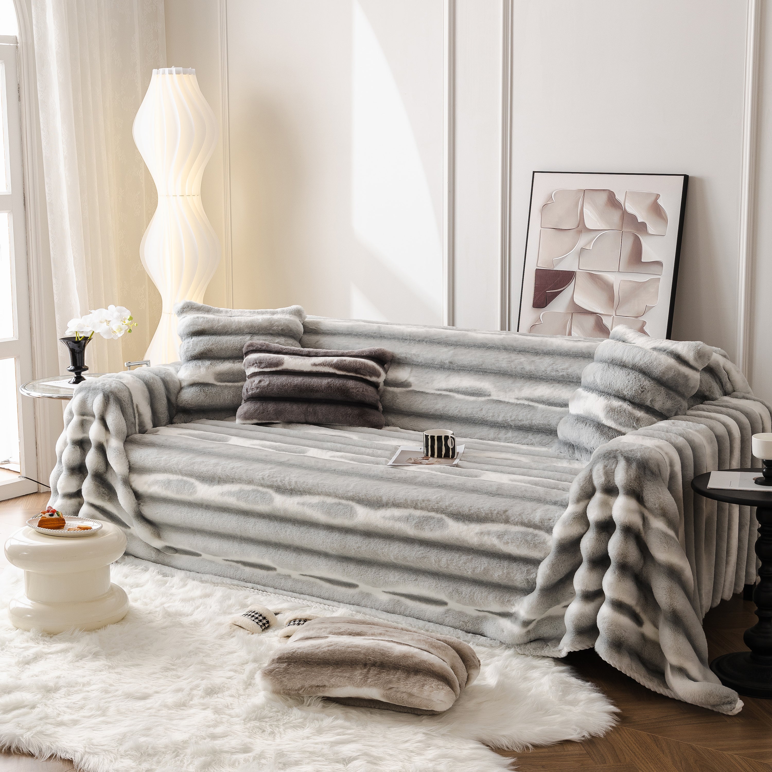 Ultra Soft Faux Fur Couch Cover – Large, Fluffy, and Elegant Sofa Throw Blanket - Image 18