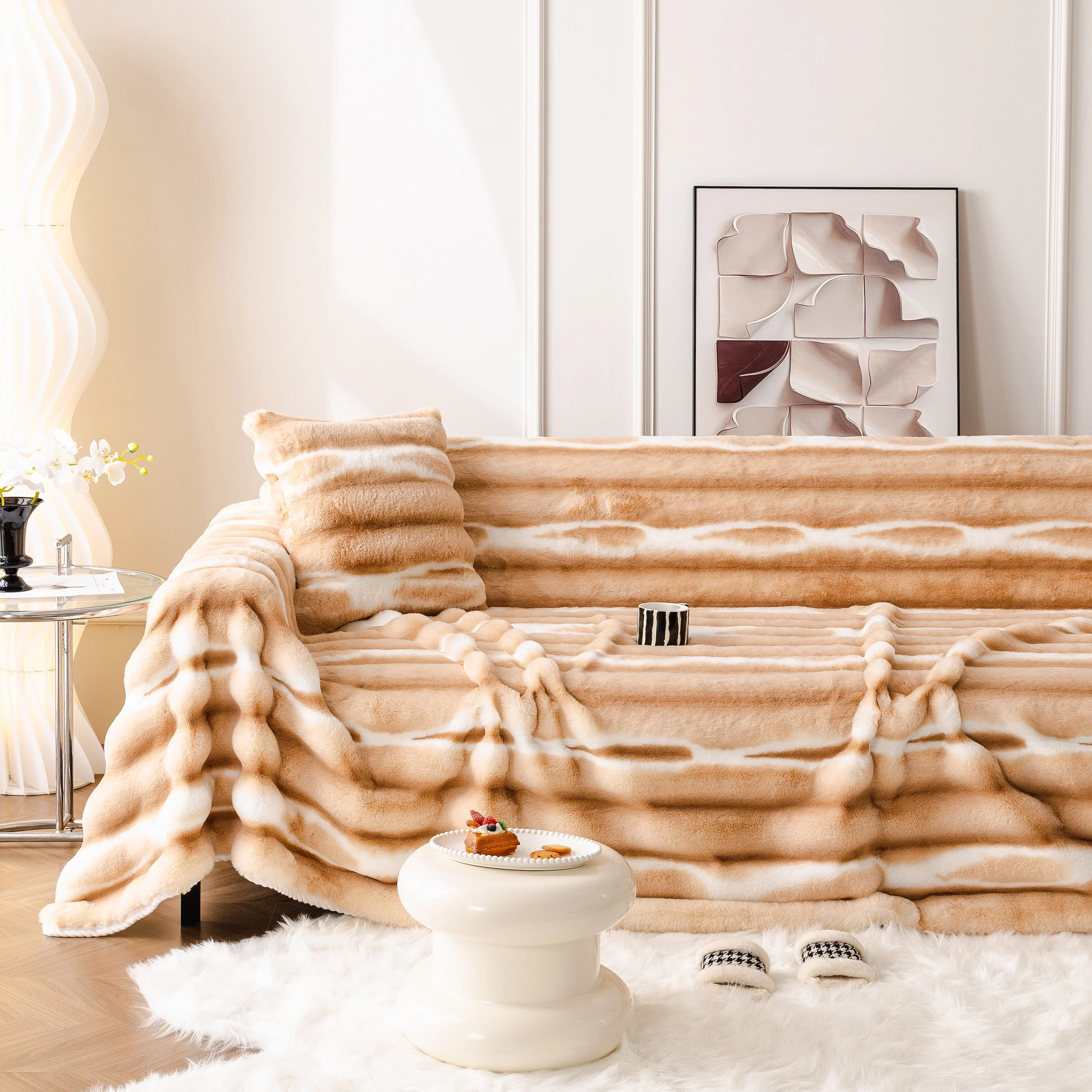 Ultra Soft Faux Fur Couch Cover – Large, Fluffy, and Elegant Sofa Throw Blanket - Image 181