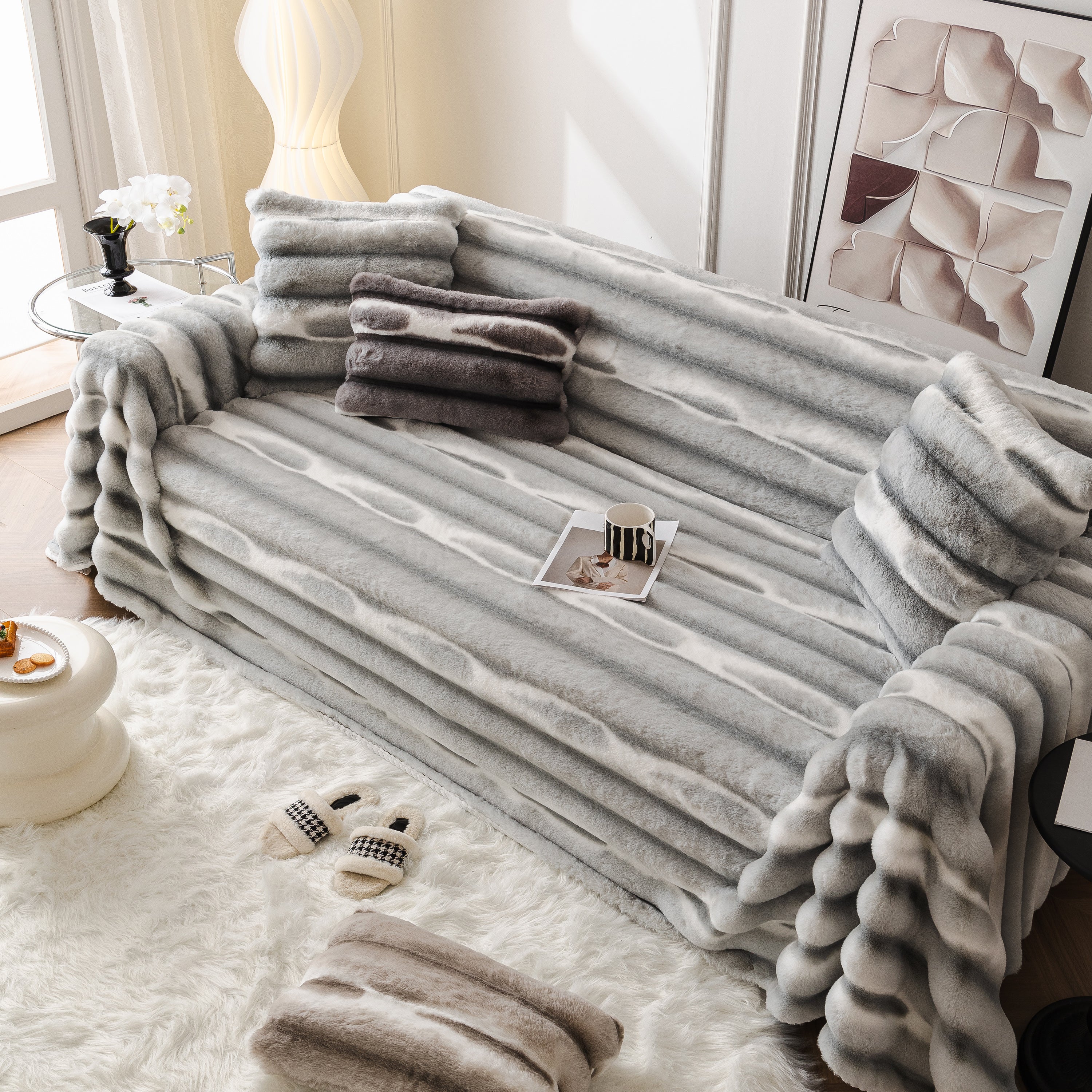 Ultra Soft Faux Fur Couch Cover – Large, Fluffy, and Elegant Sofa Throw Blanket - Image 19