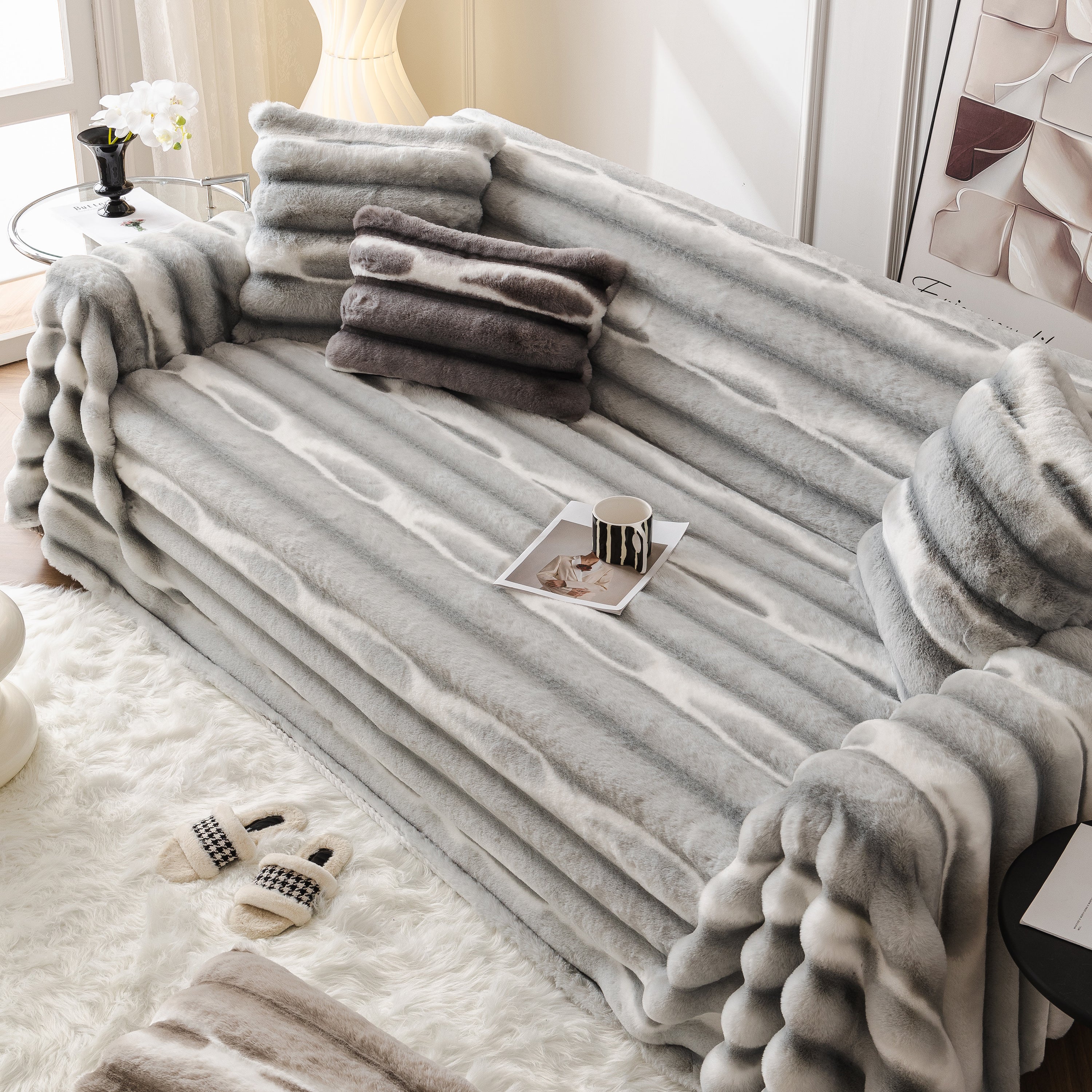 Ultra Soft Faux Fur Couch Cover – Large, Fluffy, and Elegant Sofa Throw Blanket - Image 20