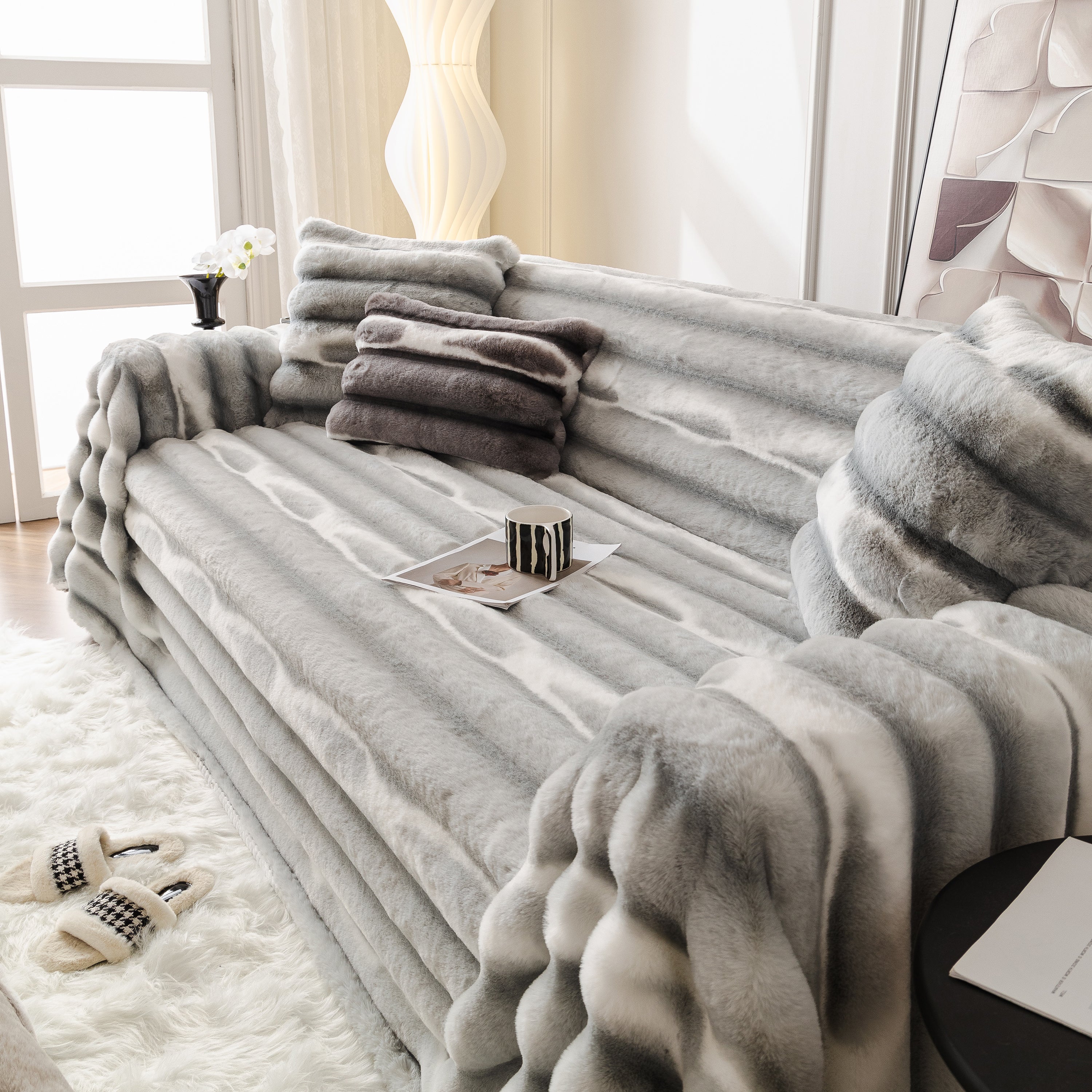 Ultra Soft Faux Fur Couch Cover – Large, Fluffy, and Elegant Sofa Throw Blanket - Image 21