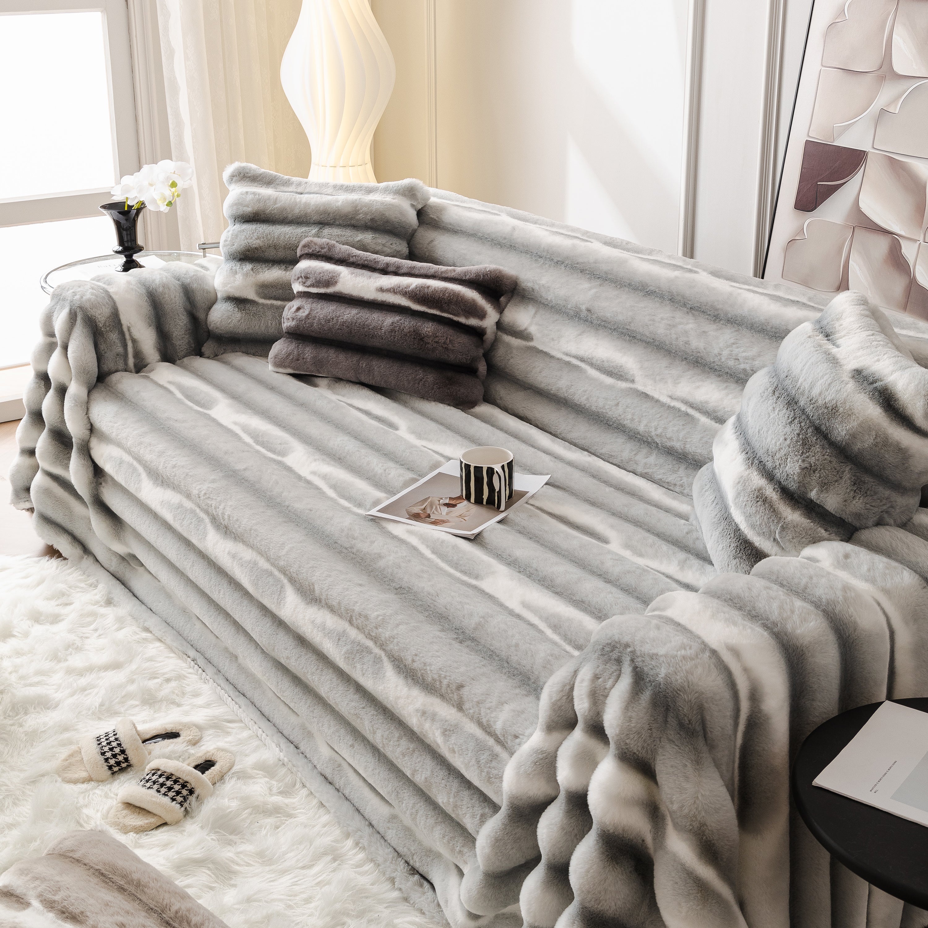 Ultra Soft Faux Fur Couch Cover – Large, Fluffy, and Elegant Sofa Throw Blanket - Image 22