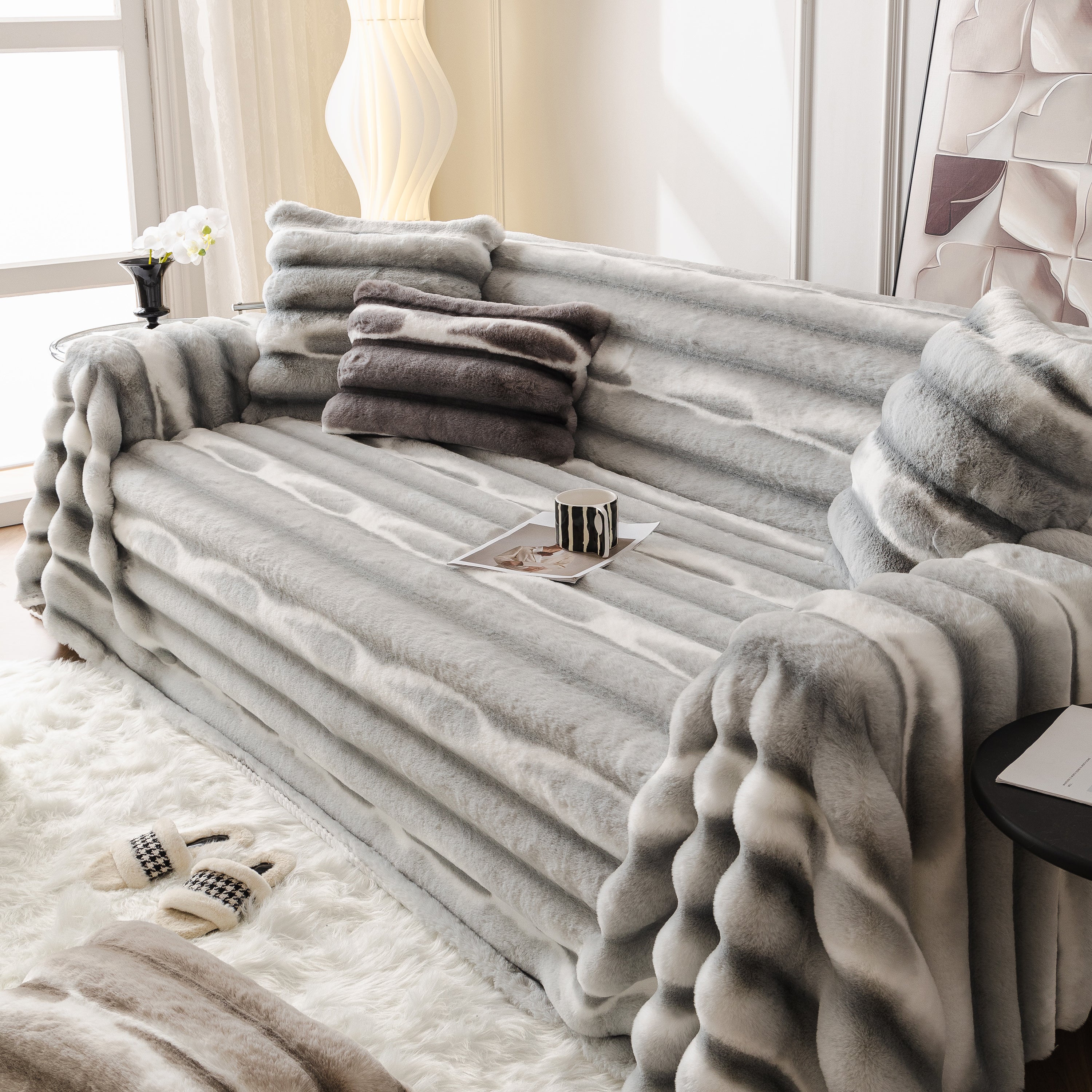 Ultra Soft Faux Fur Couch Cover – Large, Fluffy, and Elegant Sofa Throw Blanket - Image 23