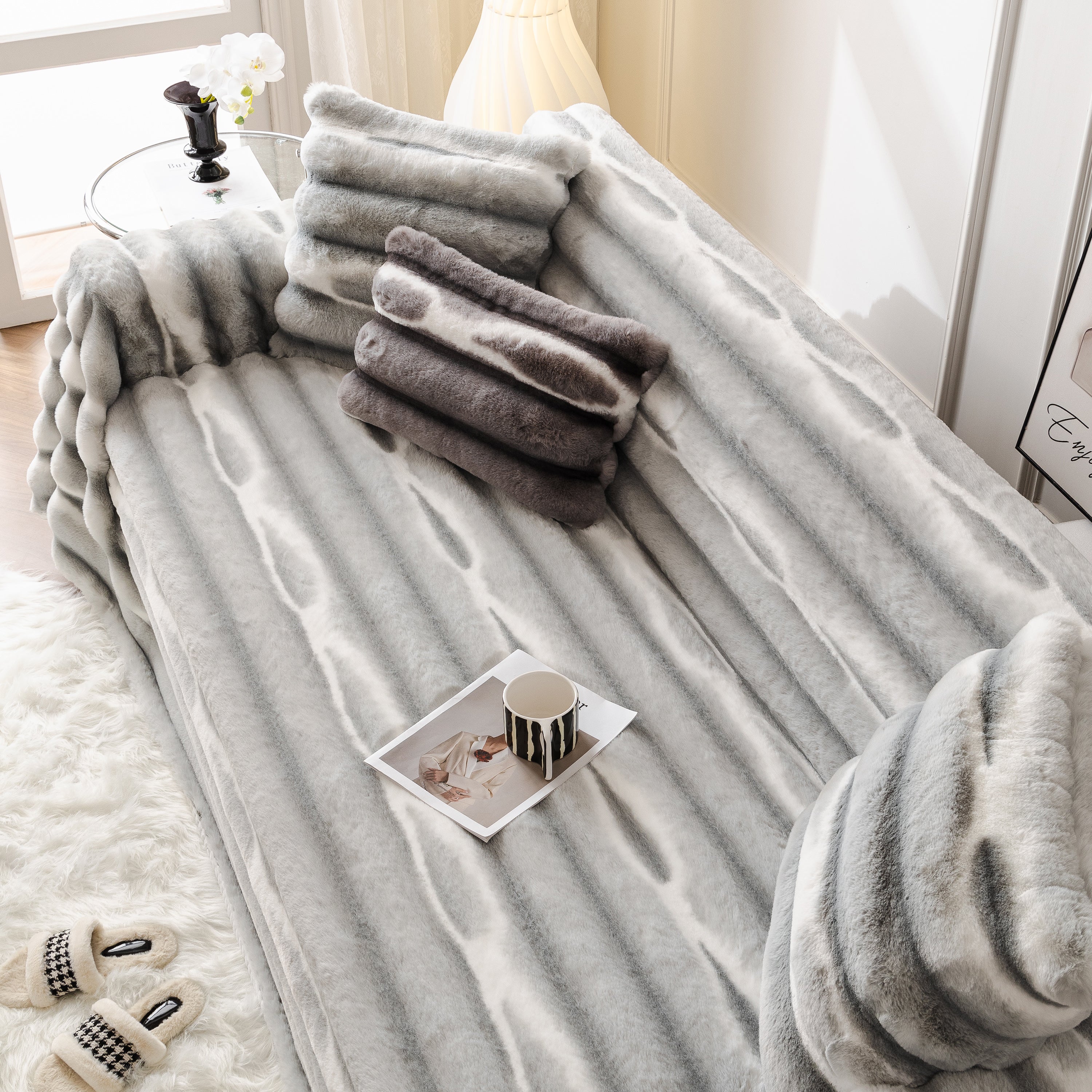 Ultra Soft Faux Fur Couch Cover – Large, Fluffy, and Elegant Sofa Throw Blanket - Image 24