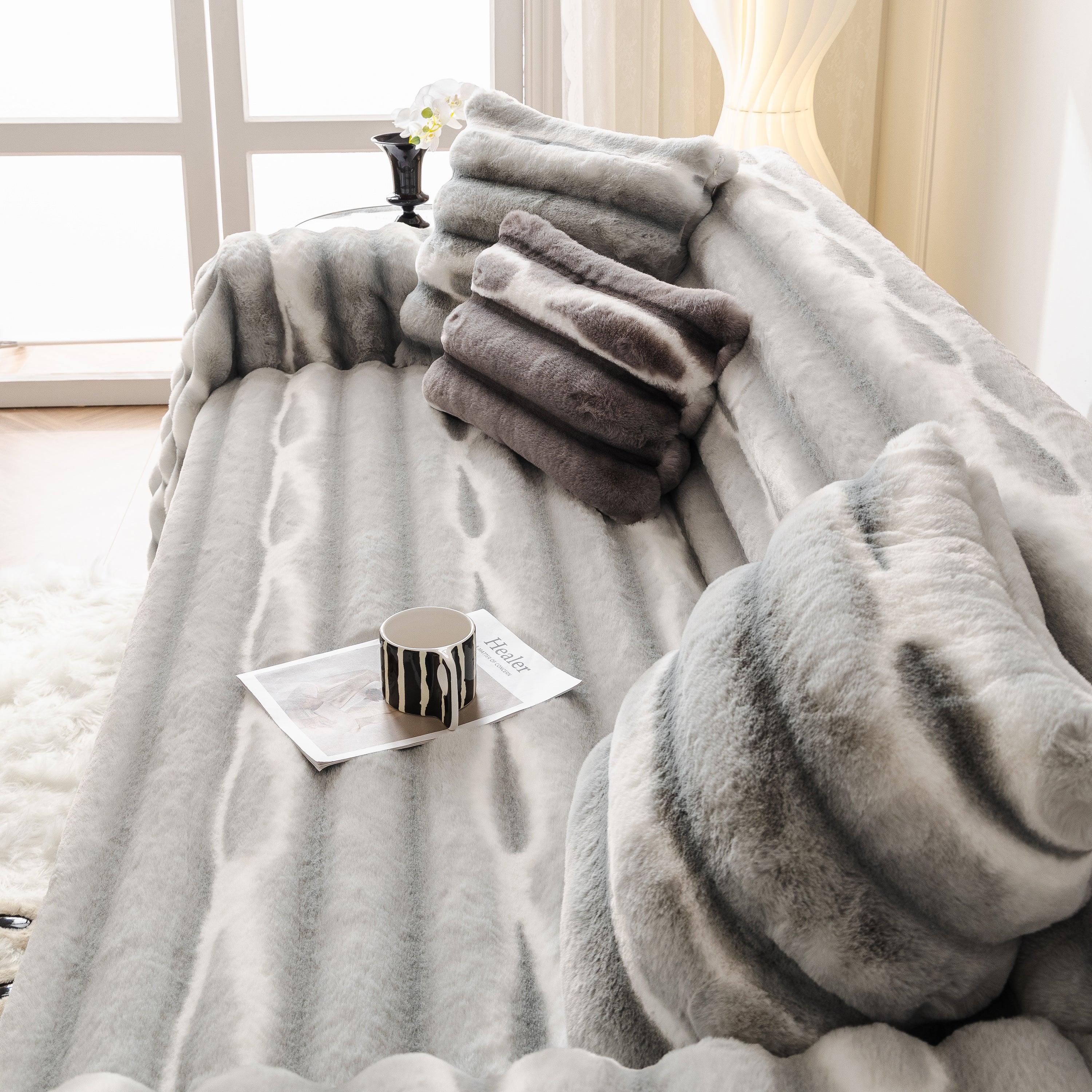 Ultra Soft Faux Fur Couch Cover – Large, Fluffy, and Elegant Sofa Throw Blanket - Image 25