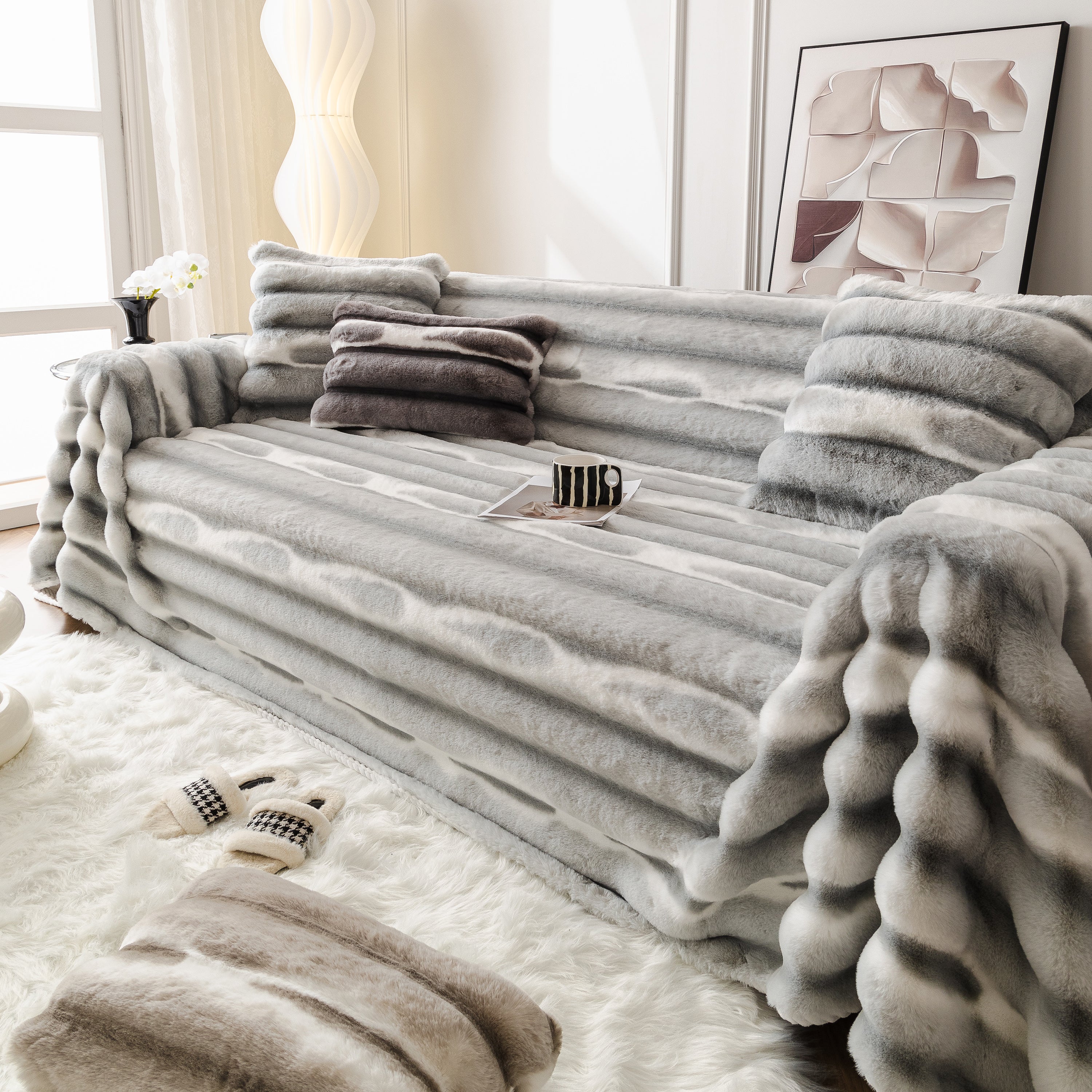 Ultra Soft Faux Fur Couch Cover – Large, Fluffy, and Elegant Sofa Throw Blanket - Image 26