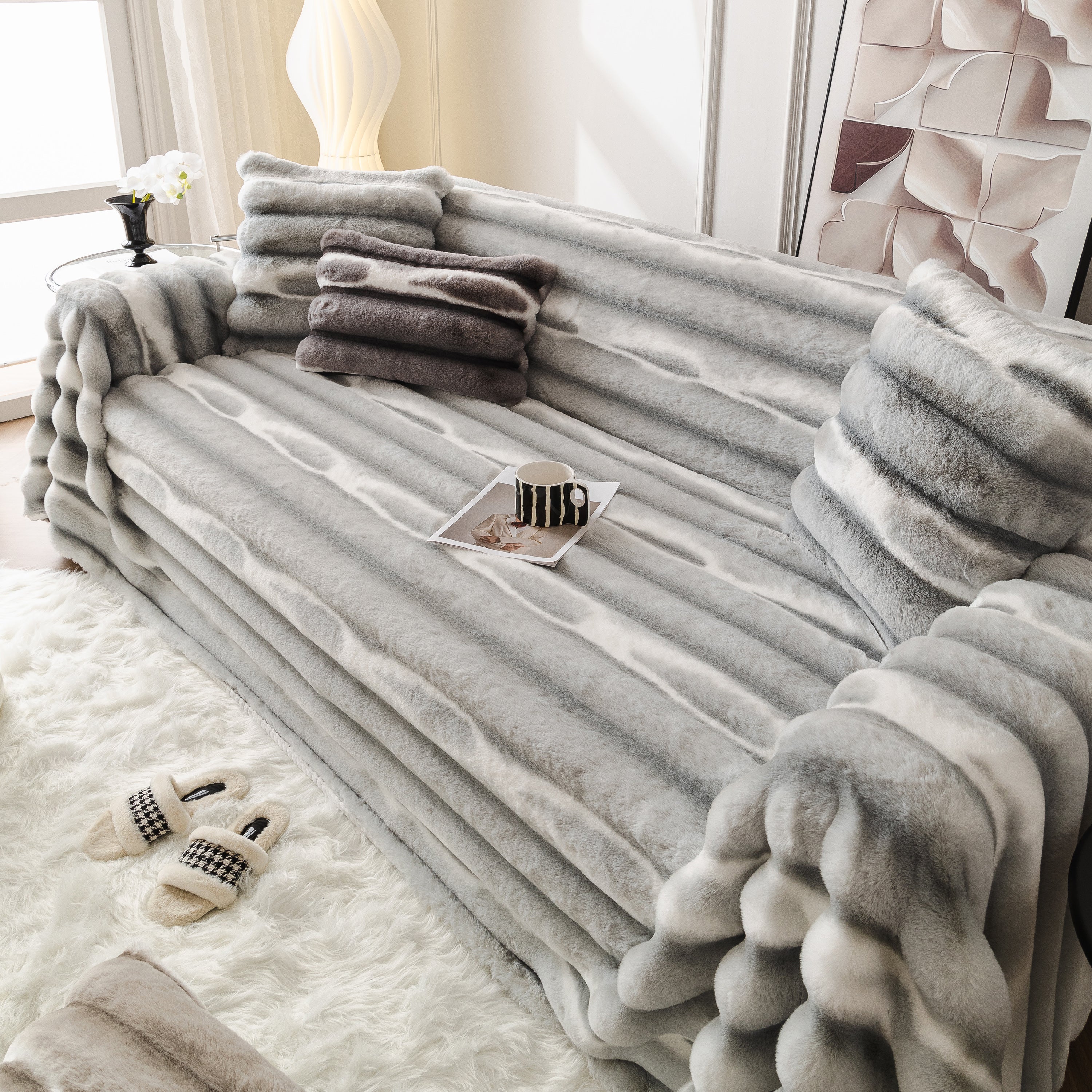 Ultra Soft Faux Fur Couch Cover – Large, Fluffy, and Elegant Sofa Throw Blanket - Image 27